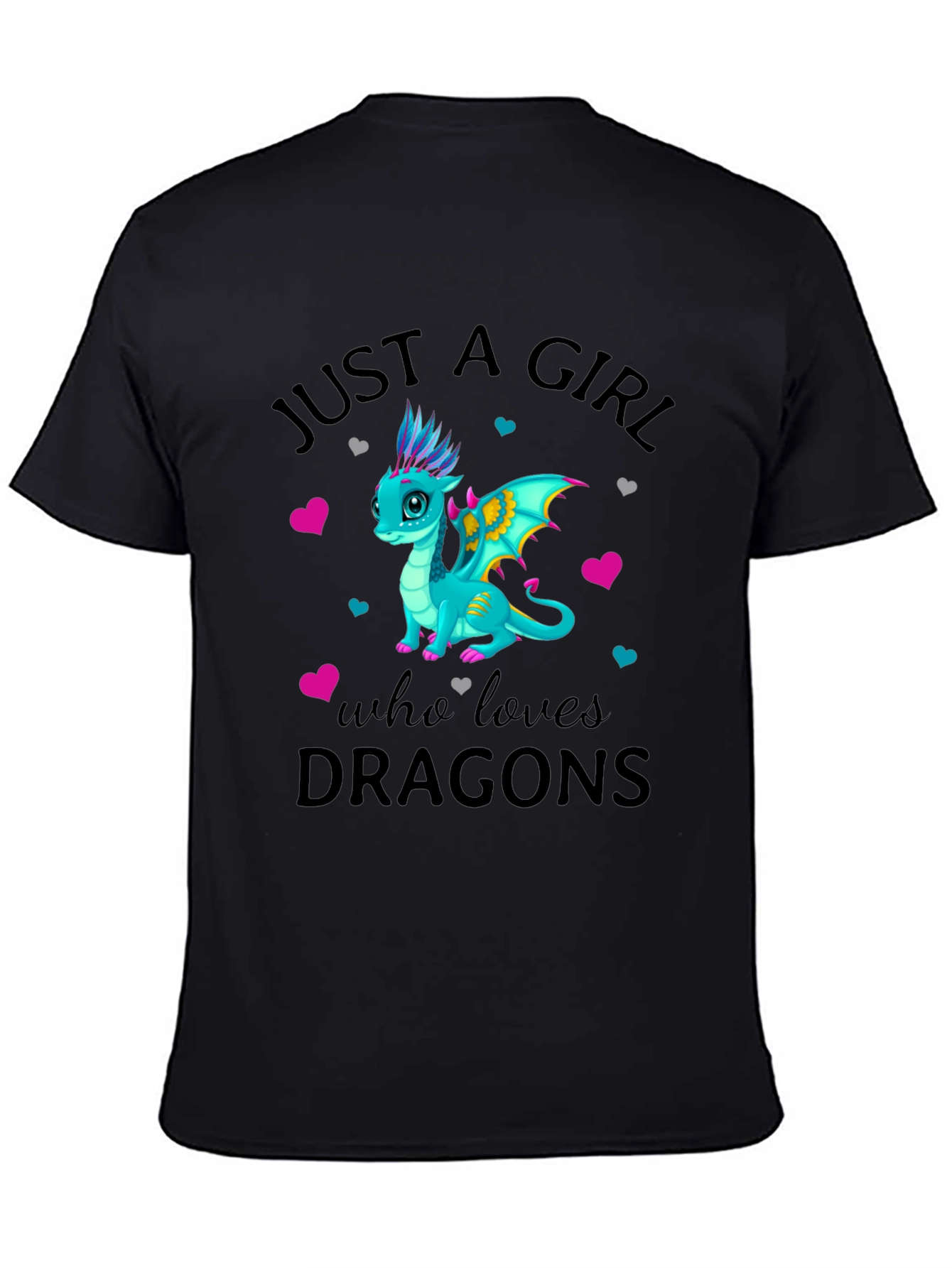 Just a Girl Who Loves Dragons Black T-Shirt