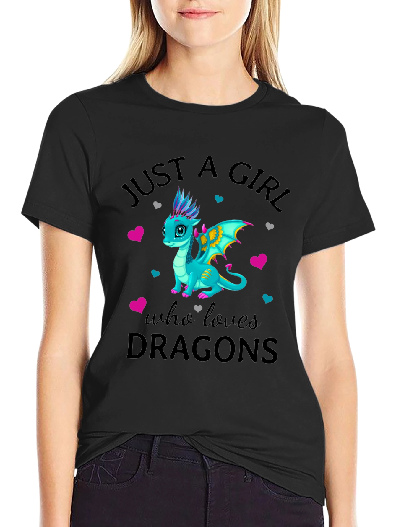 Just a Girl Who Loves Dragons Black T-Shirt