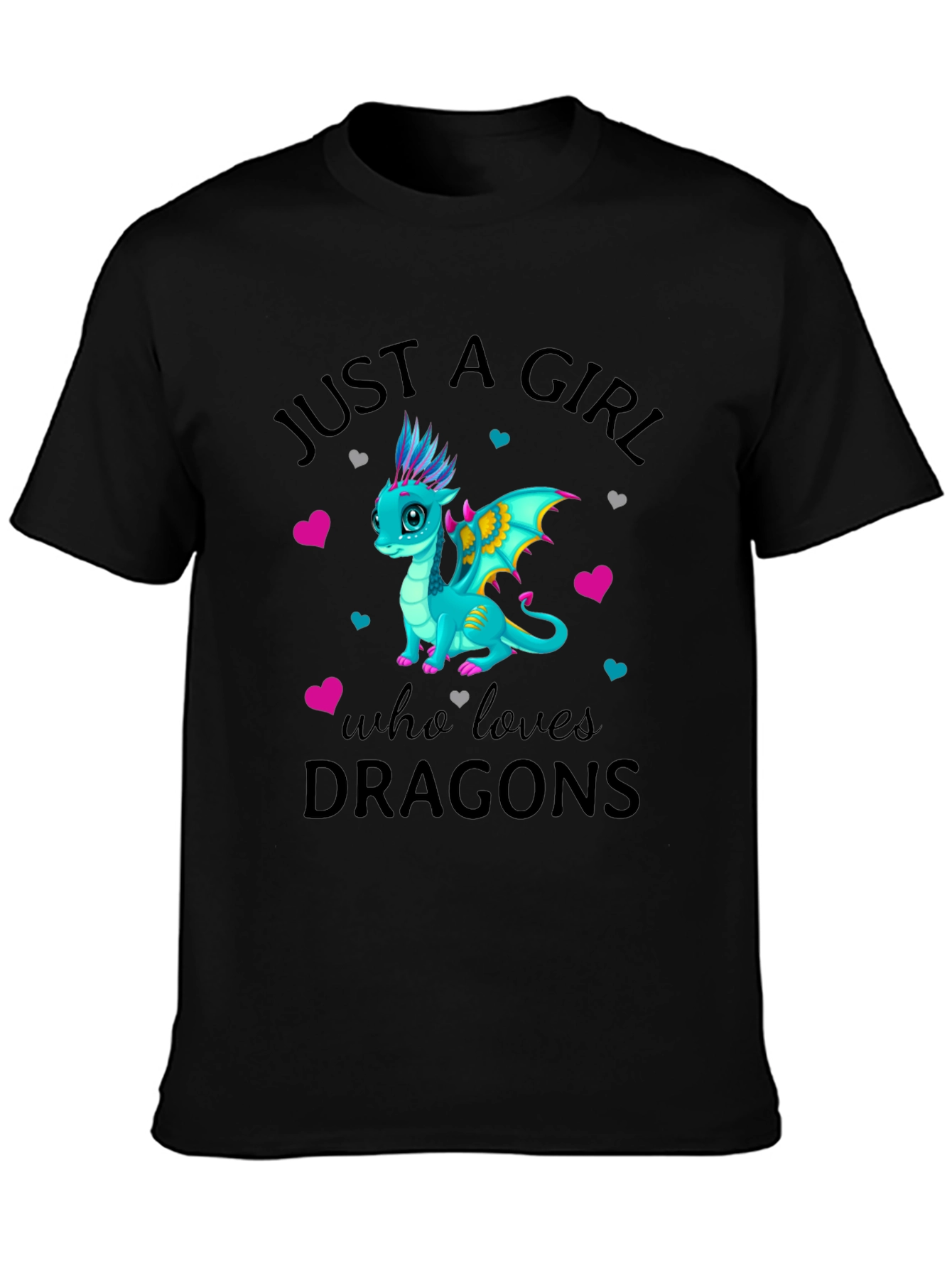 Just a Girl Who Loves Dragons Black T-Shirt