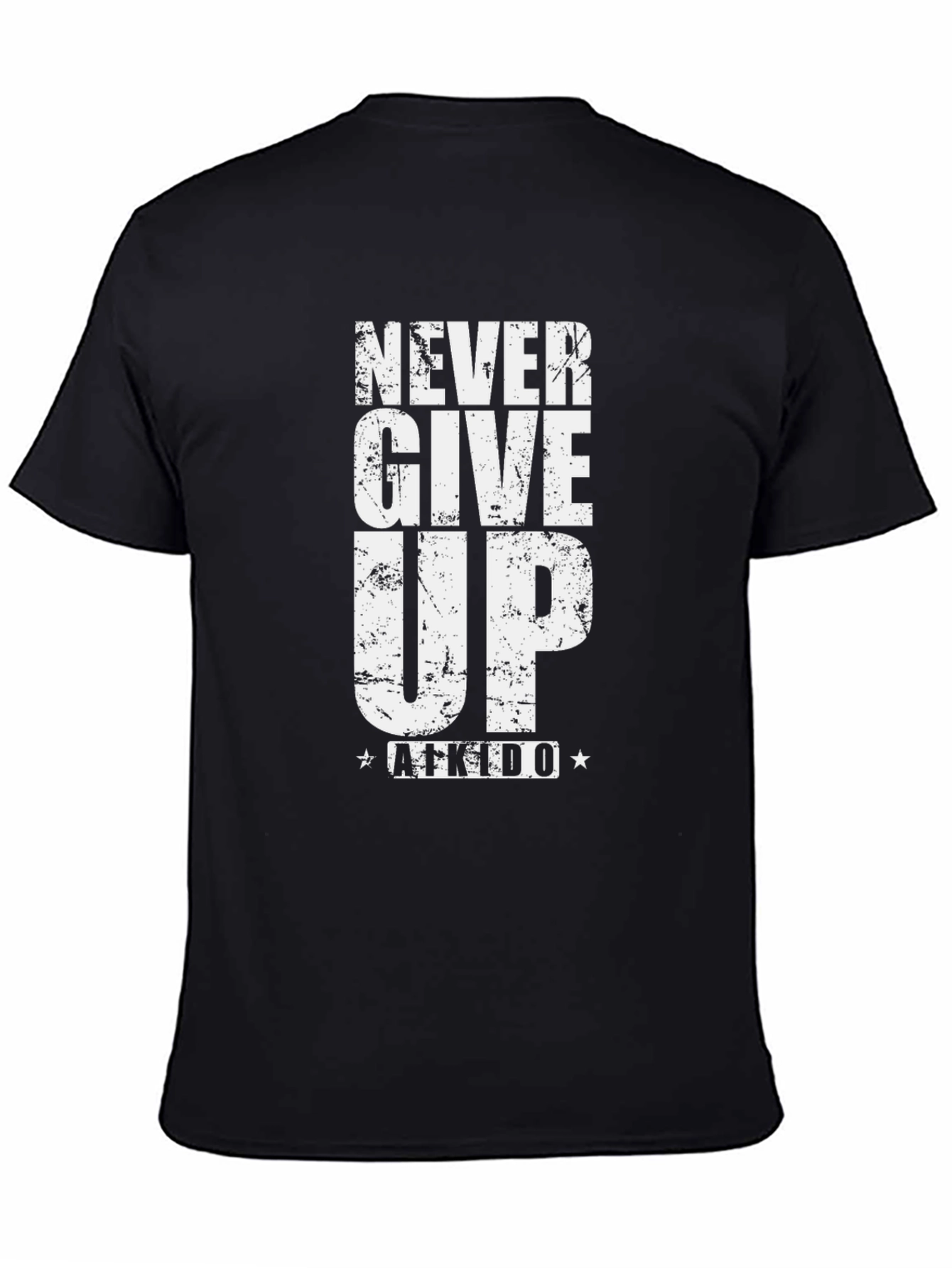 Never Give Up Aikido Black T-Shirt