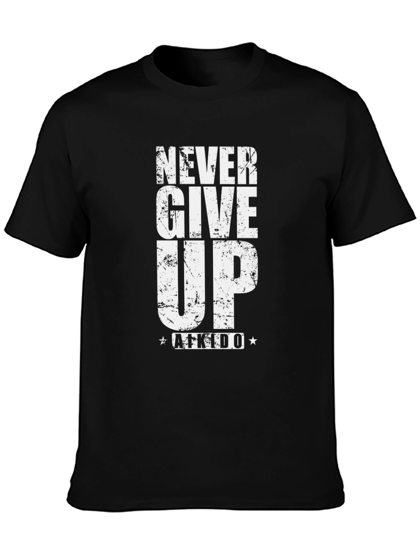Never Give Up Aikido Black T-Shirt