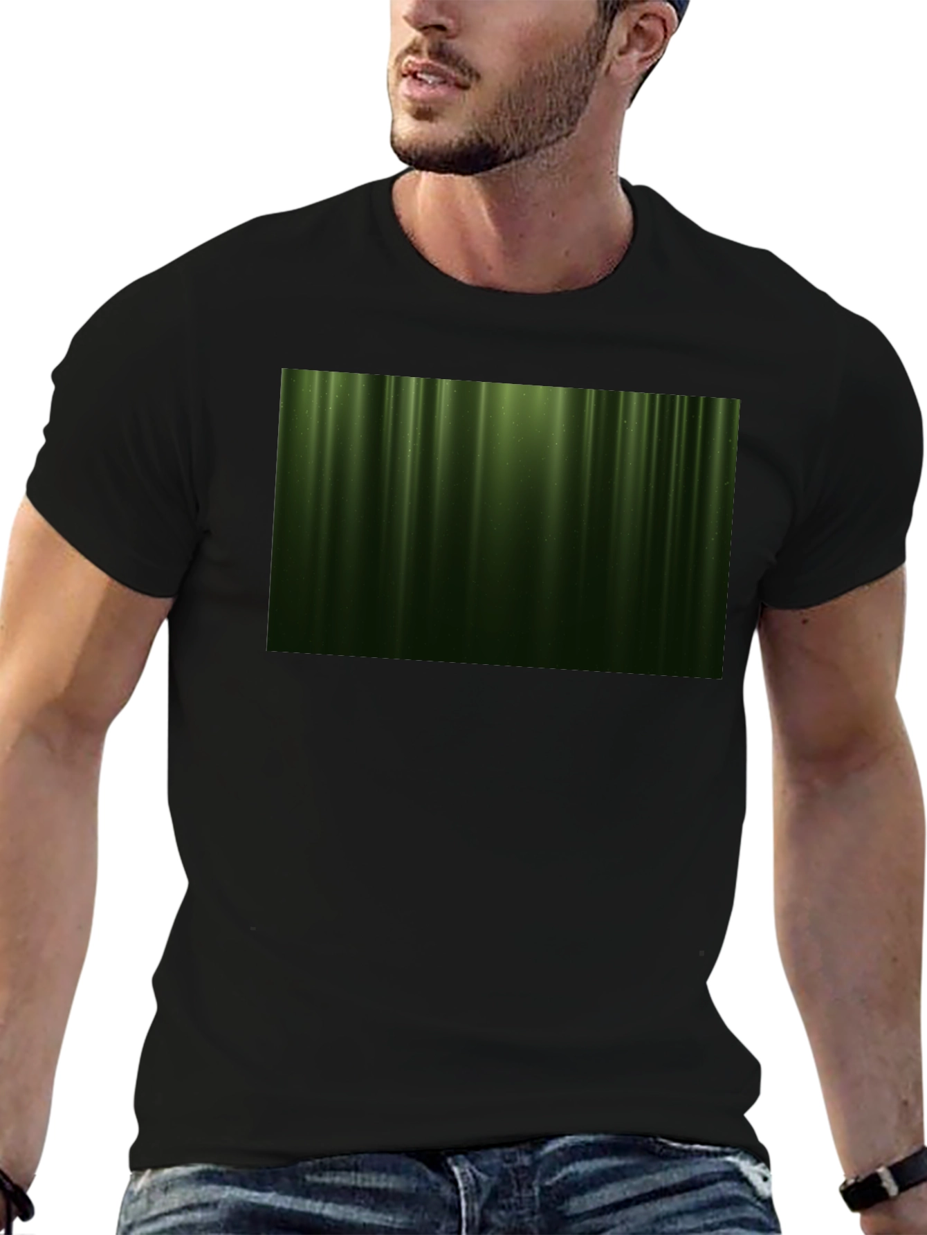 Abstract Green Forest Black T-Shirt