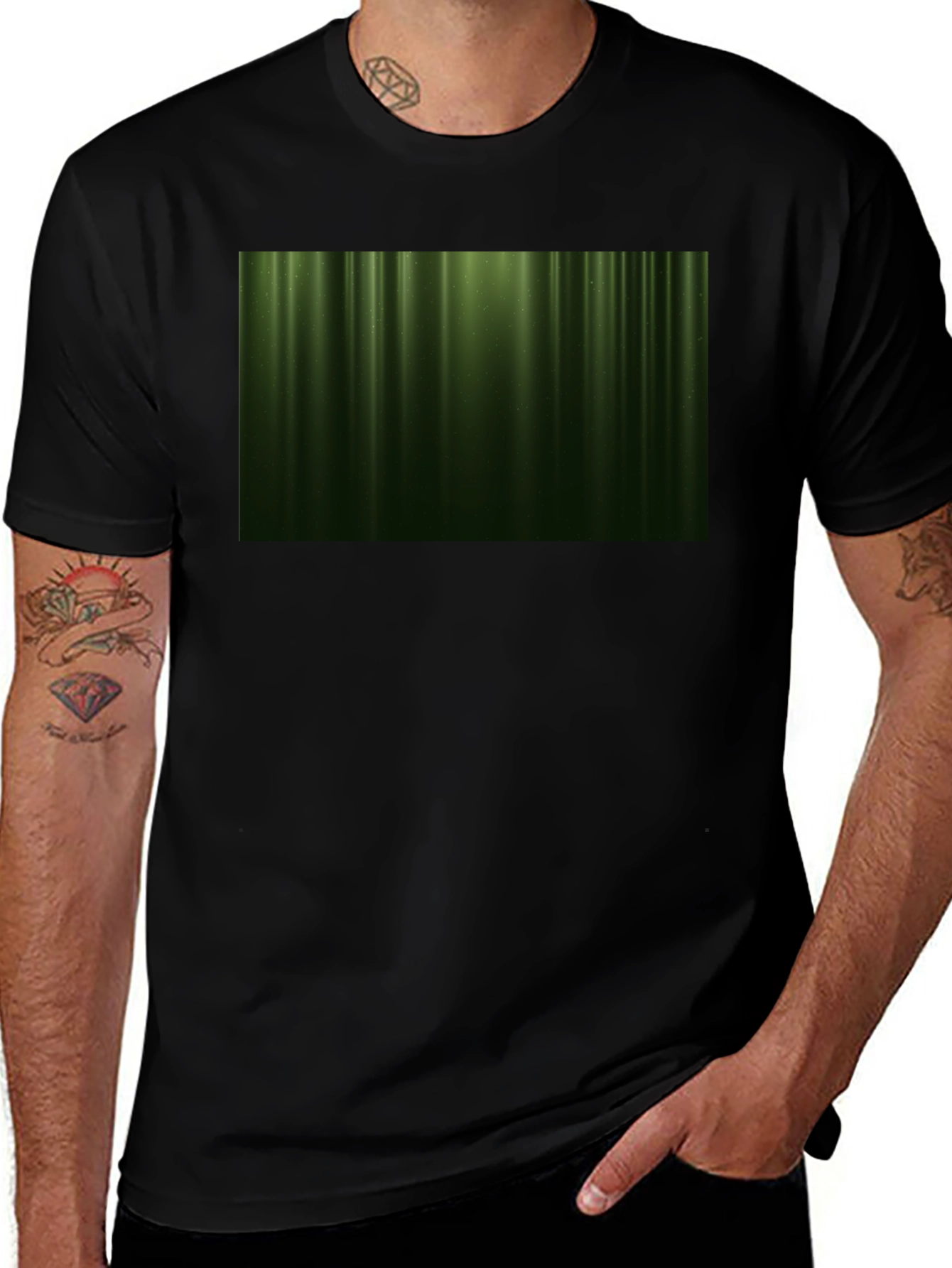 Abstract Green Forest Black T-Shirt
