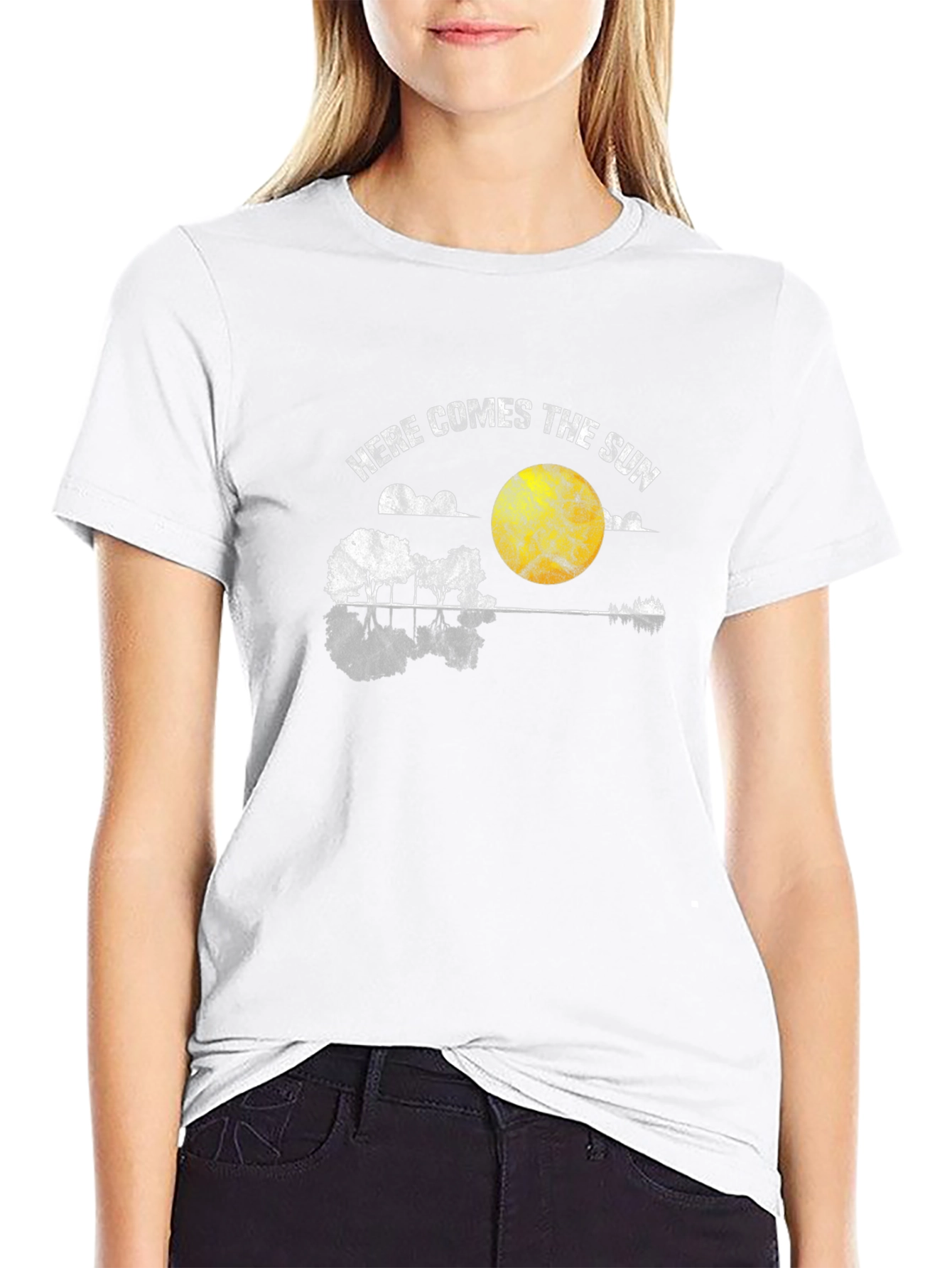 Here Comes the Sun Guitar Graphic Tee - Black