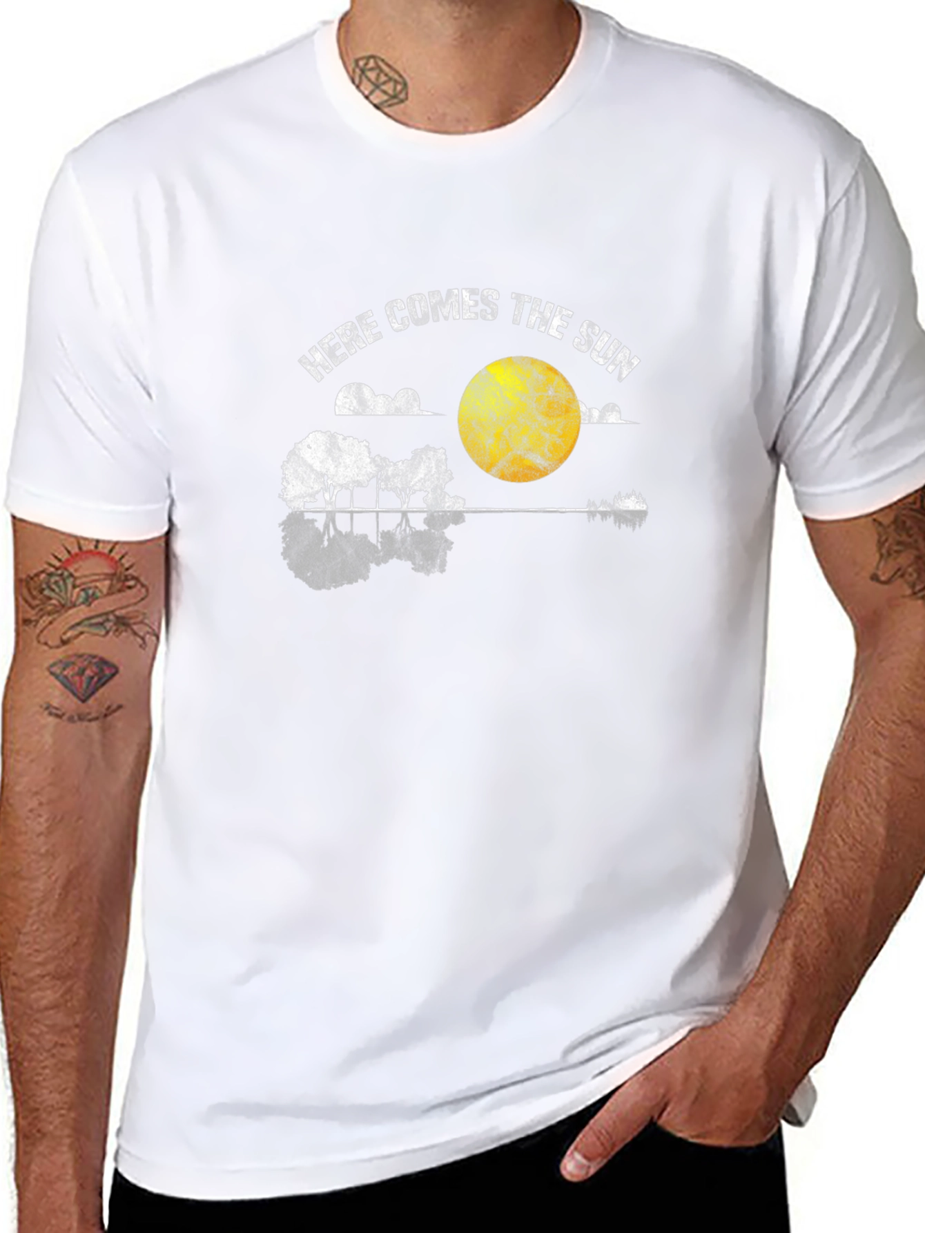Here Comes the Sun Guitar Graphic Tee - Black