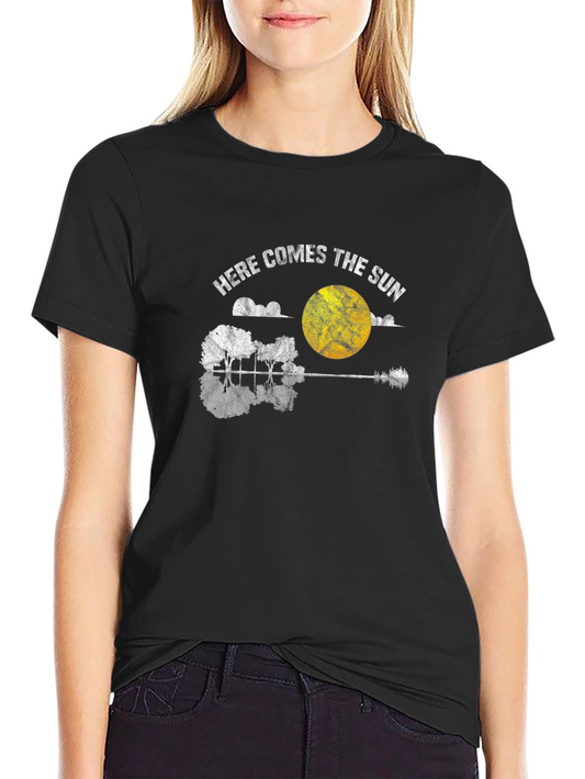 Here Comes the Sun Guitar Graphic Tee - Black