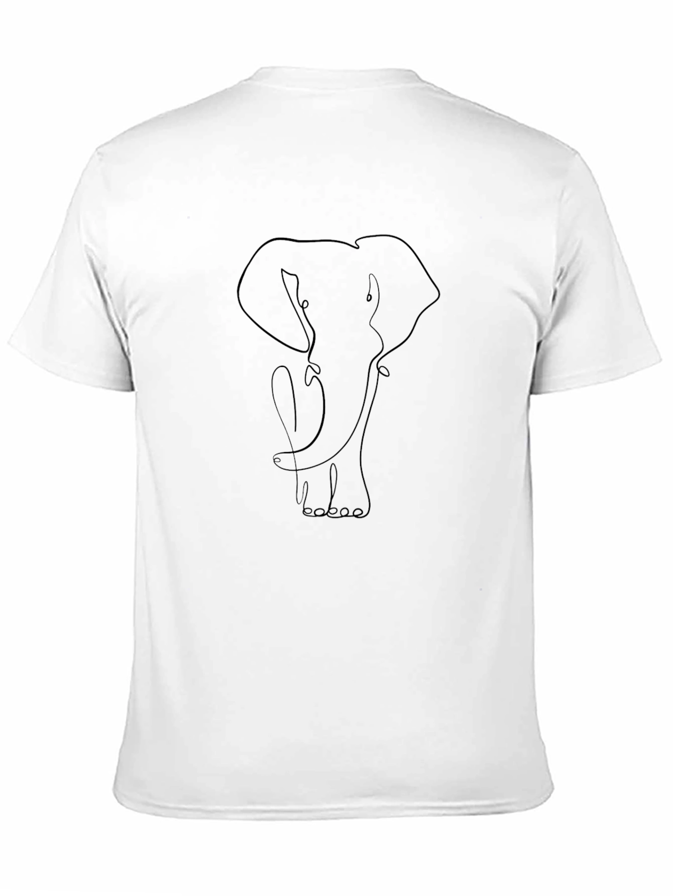 Minimalist Elephant Outline Black T-Shirt