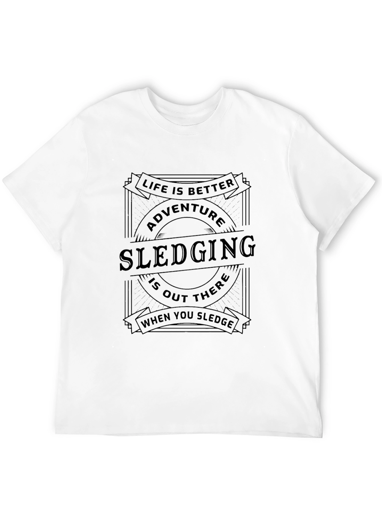 Adventure Sledging Graphic Tee - Black