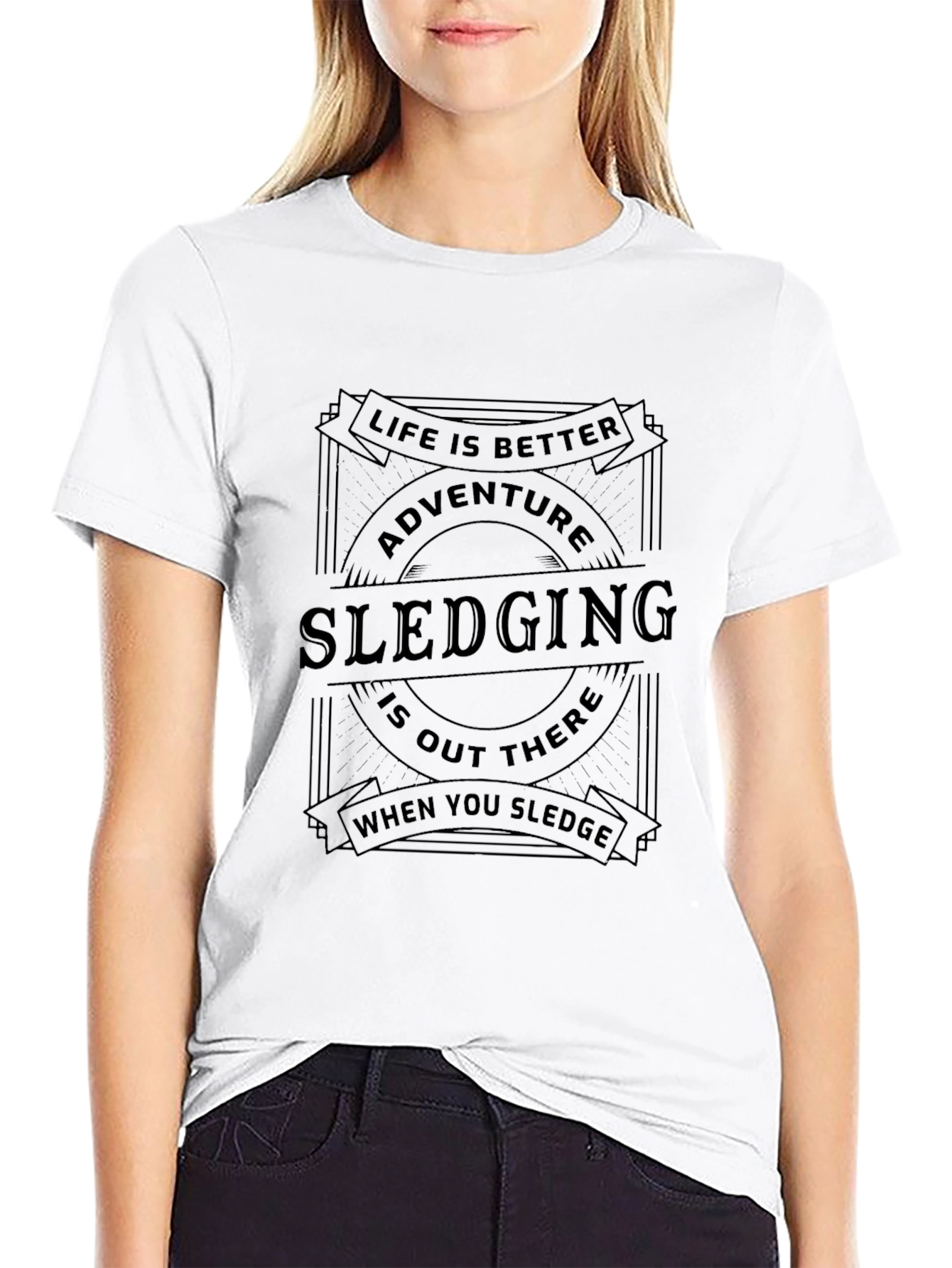 Adventure Sledging Graphic Tee - Black