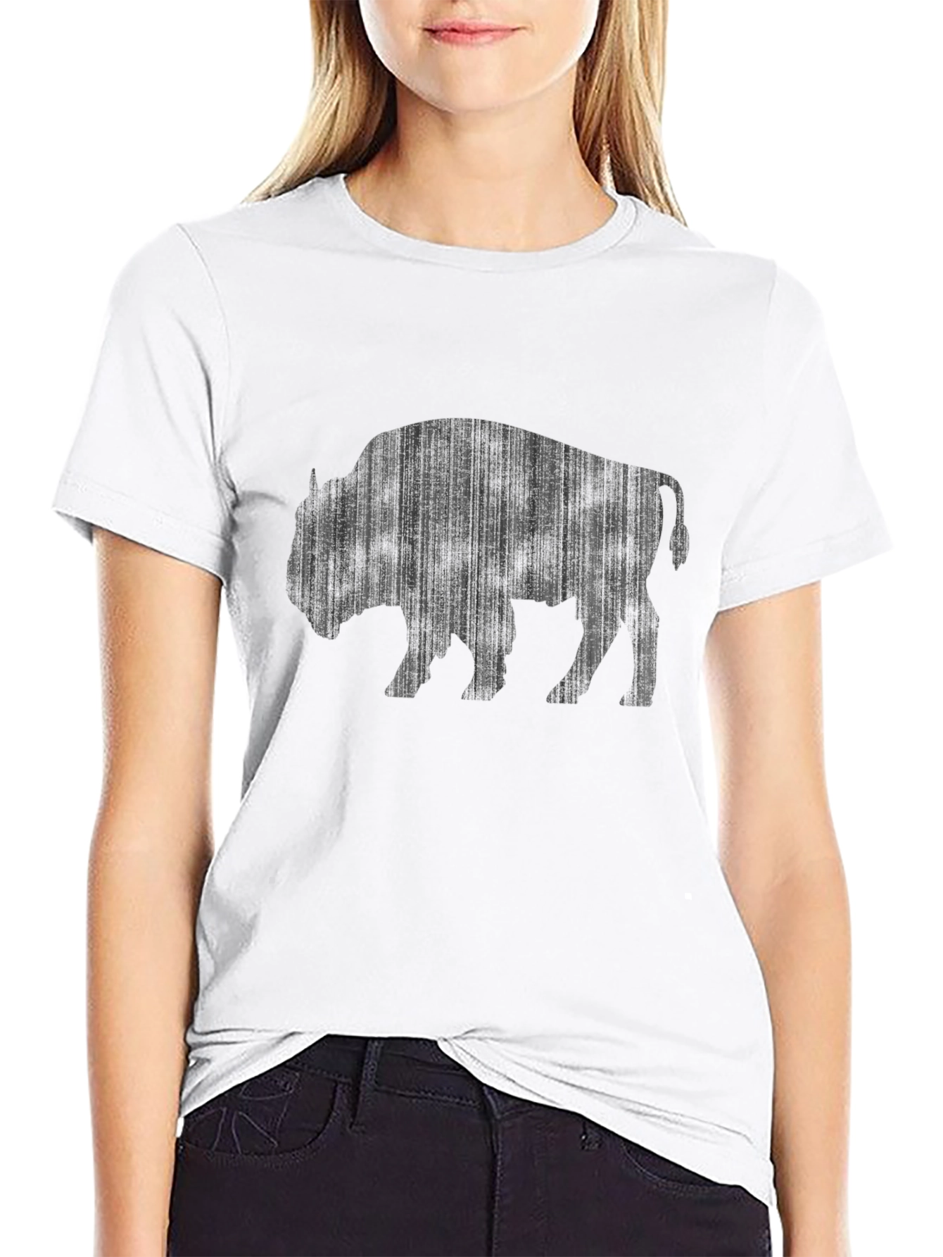 Bison Graphic Tee - Black Cotton T-Shirt