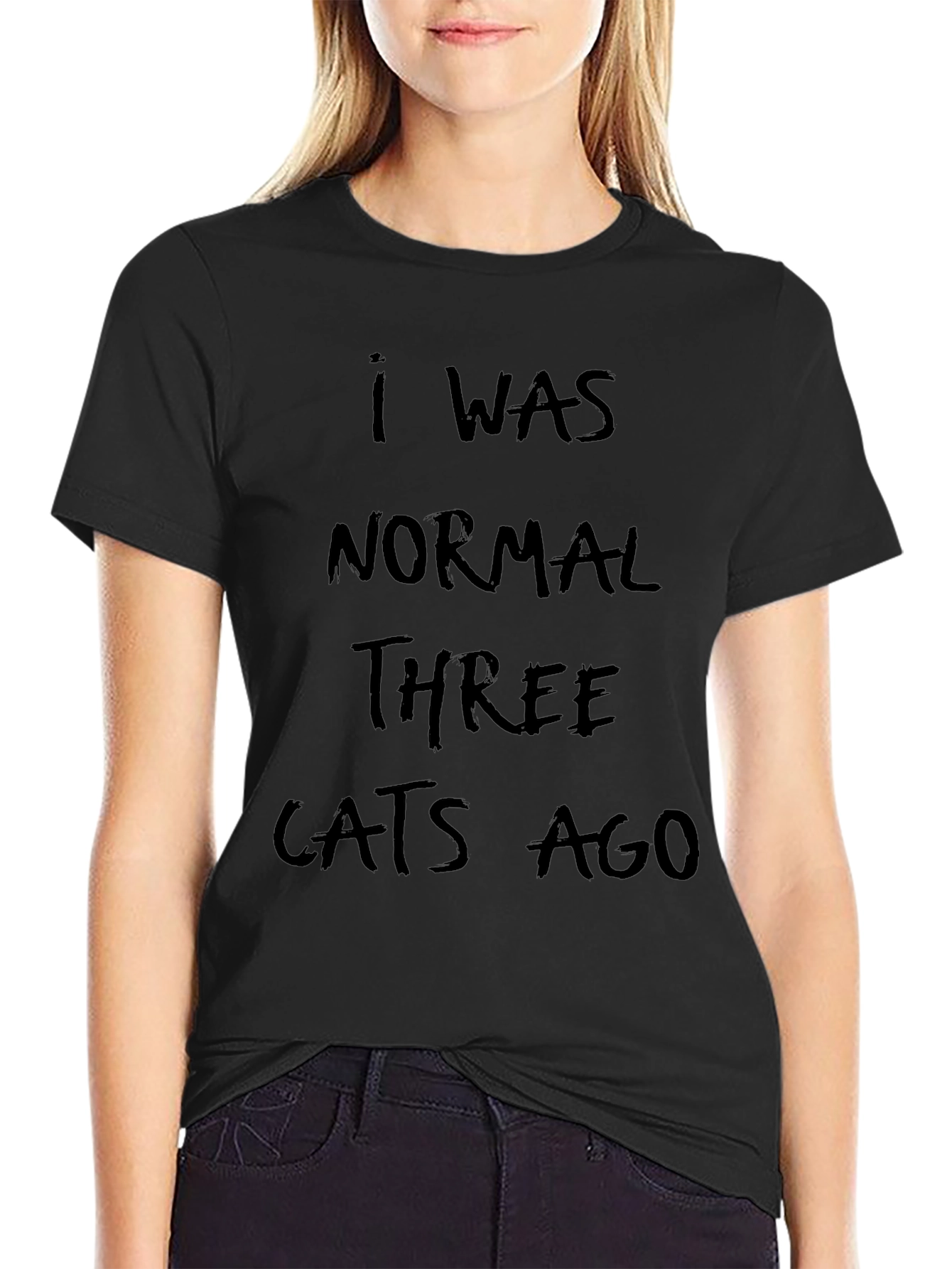 I Was Normal Three Cats Ago Black T-Shirt
