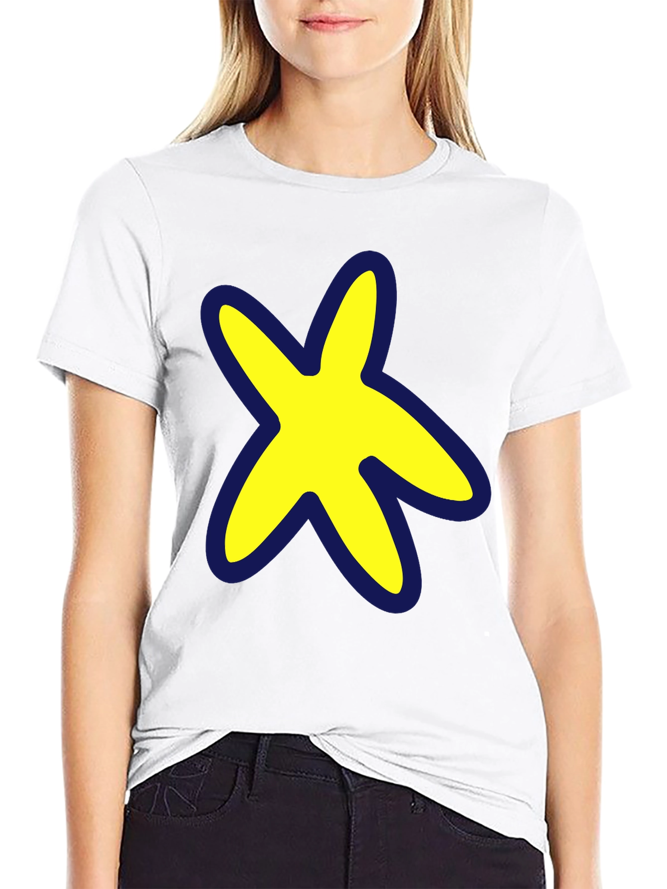 Yellow Star Graphic Black T-Shirt