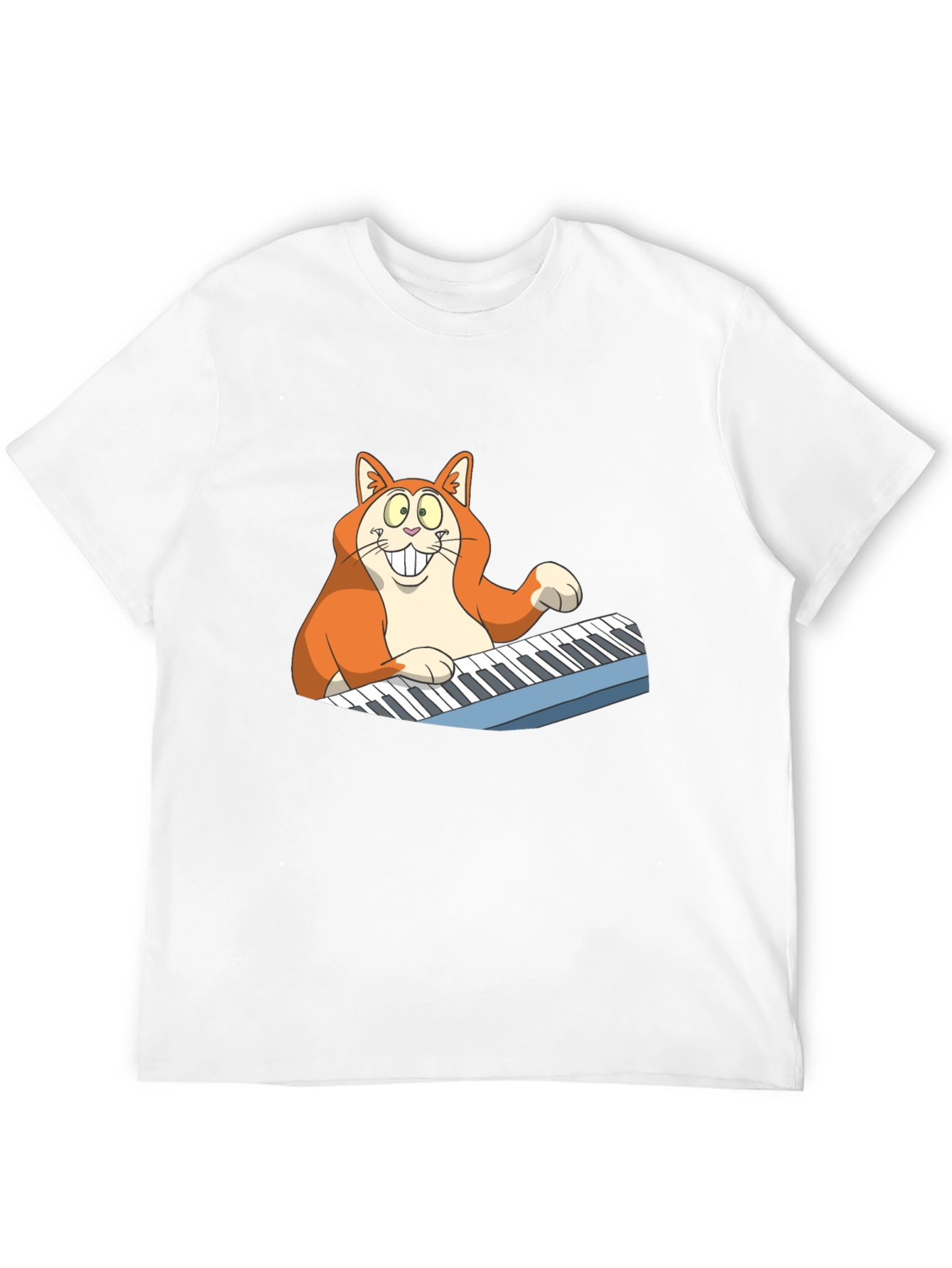 Cartoon Cat Playing Piano Graphic Tee