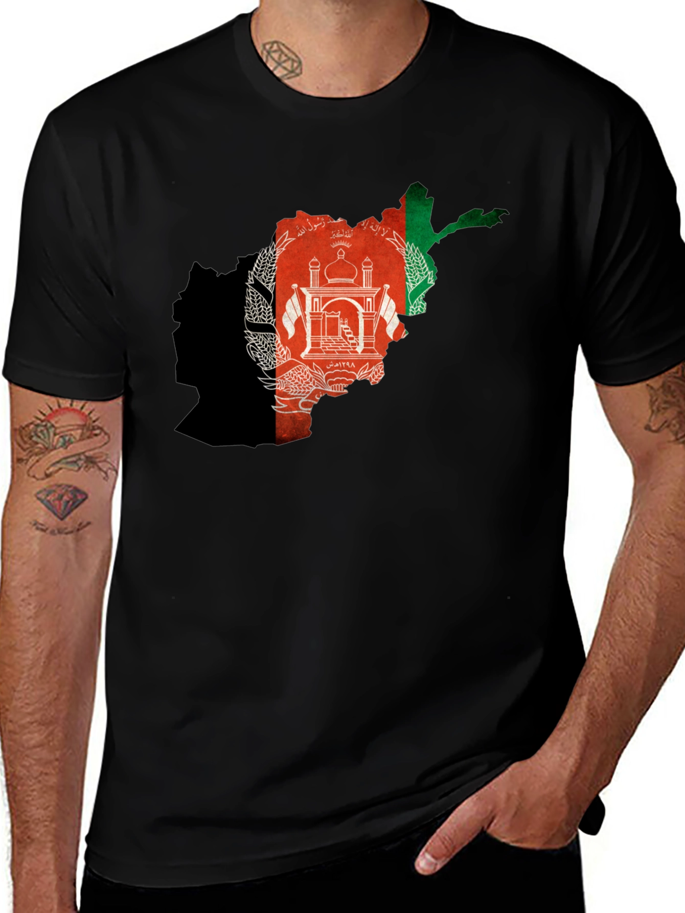 Afghanistan Flag Map Graphic T-Shirt