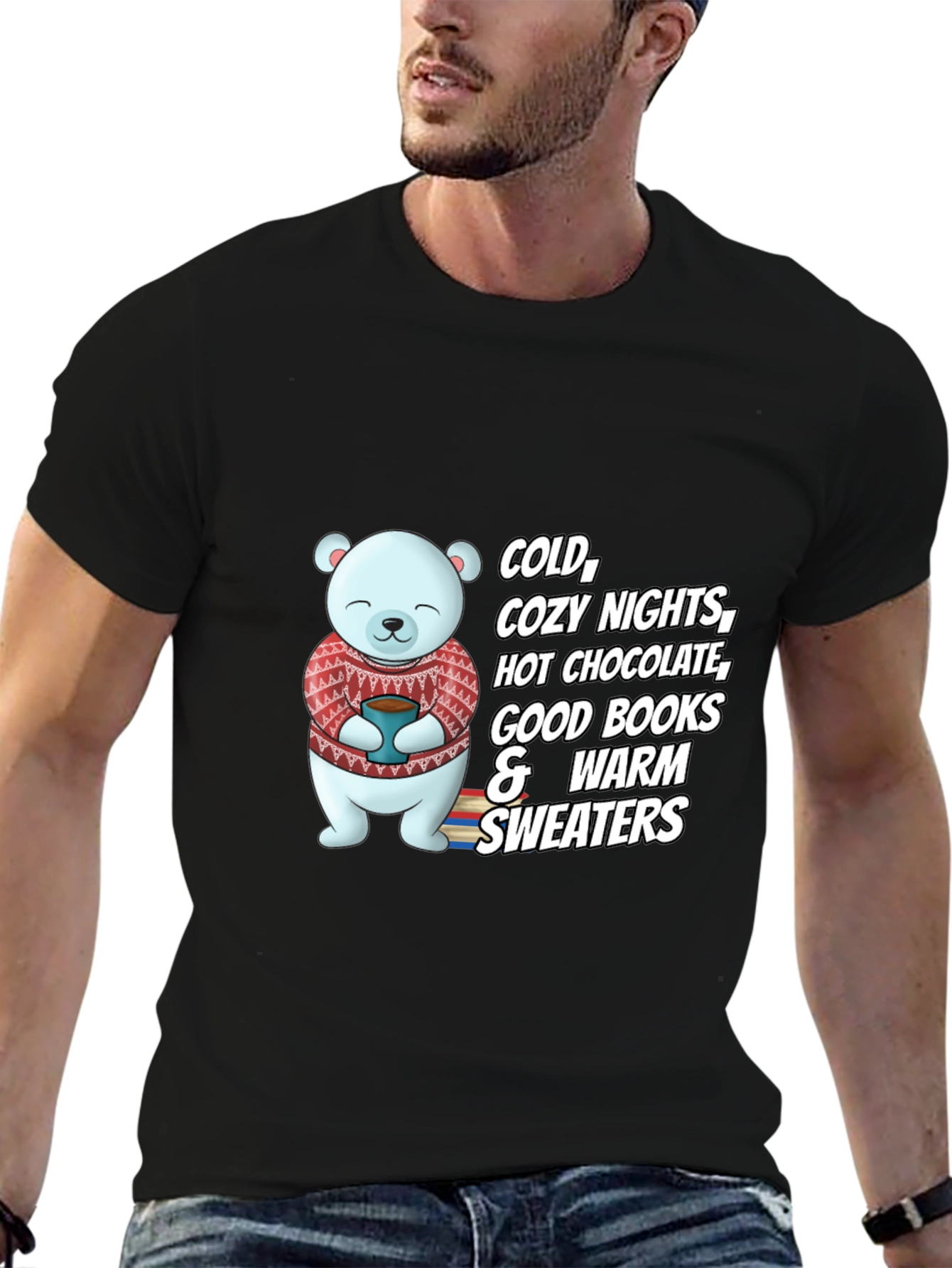 Cozy Season T-Shirt - Bear with Hot Chocolate