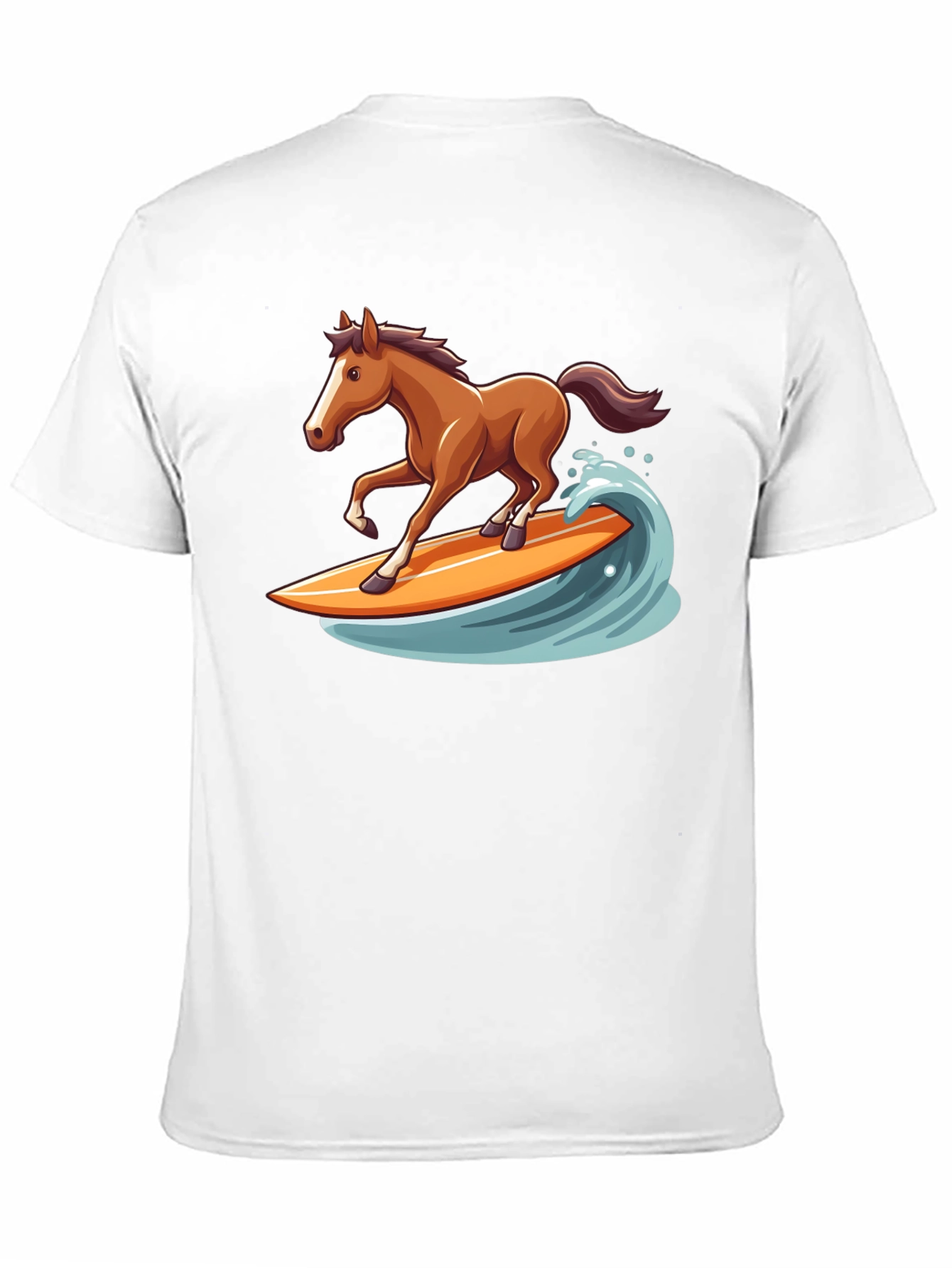 Surfing Horse Graphic Tee - Black Cotton T-Shirt