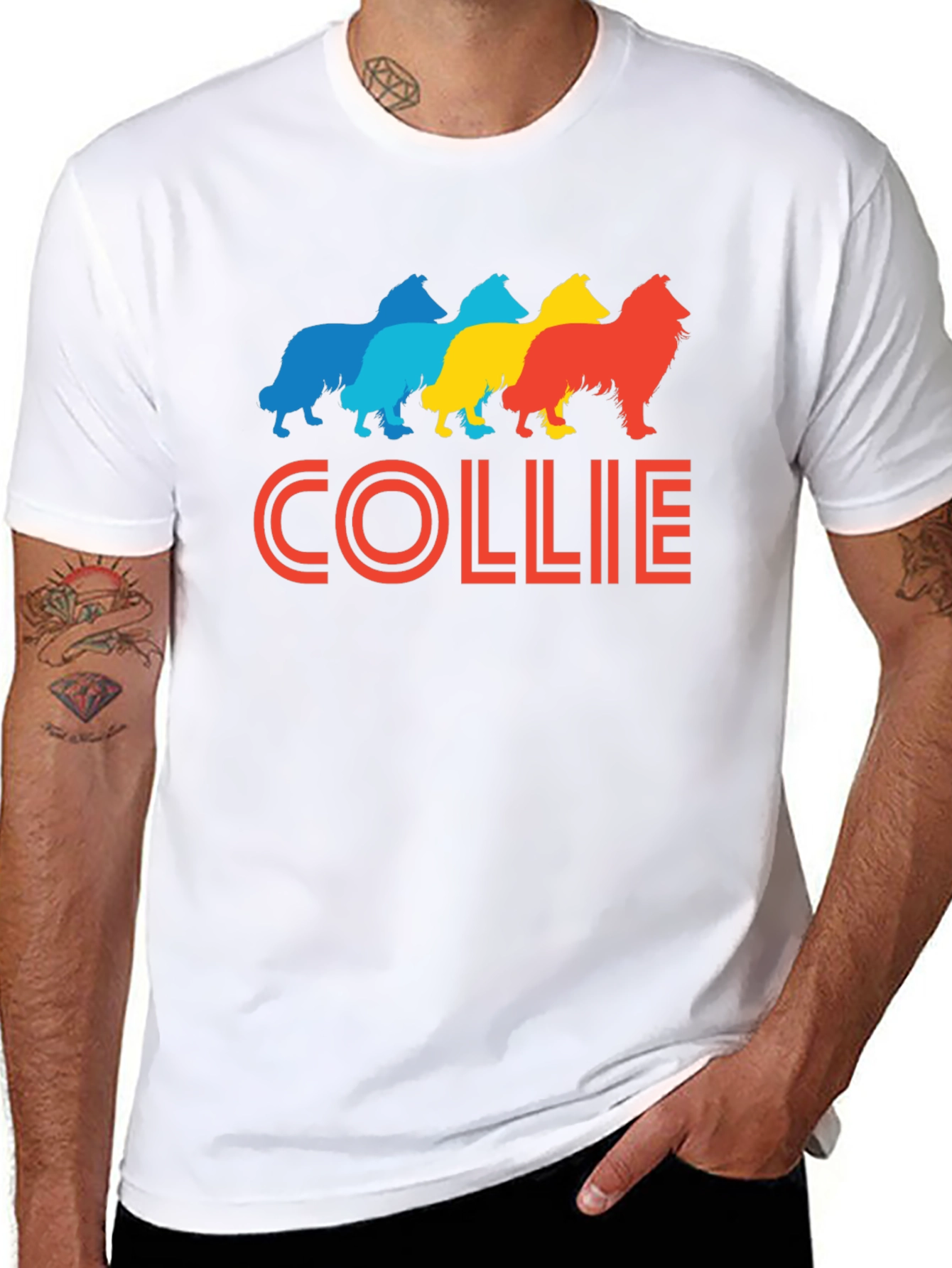 Collie Dog Breed Retro Graphic T-Shirt