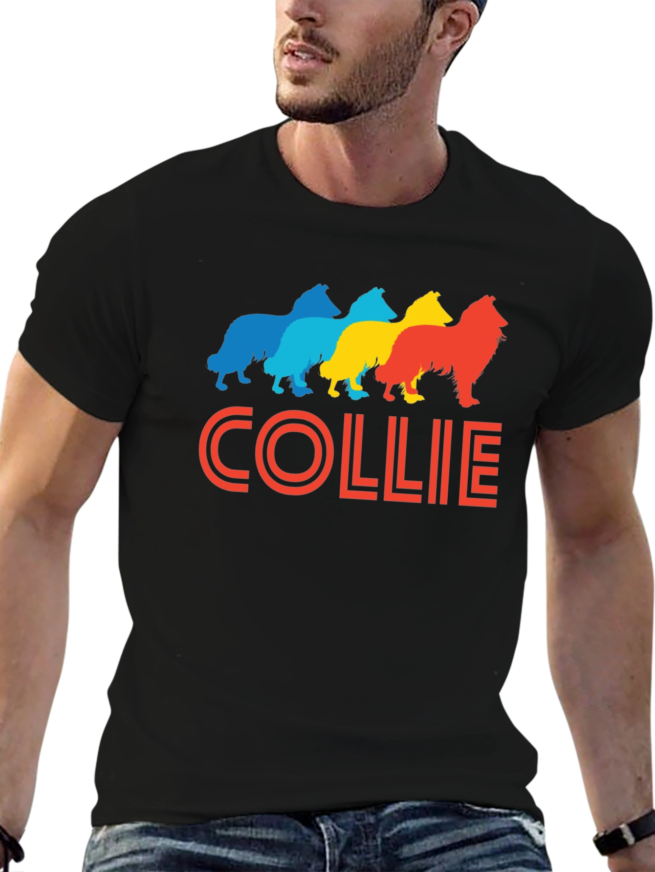Collie Dog Breed Retro Graphic T-Shirt