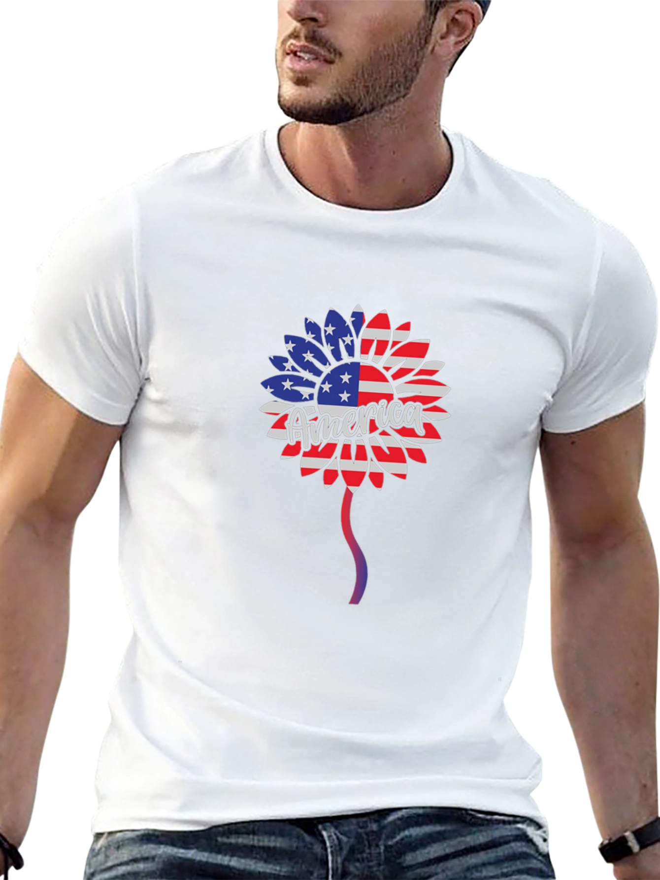 American Flag Sunflower Patriotic T-Shirt