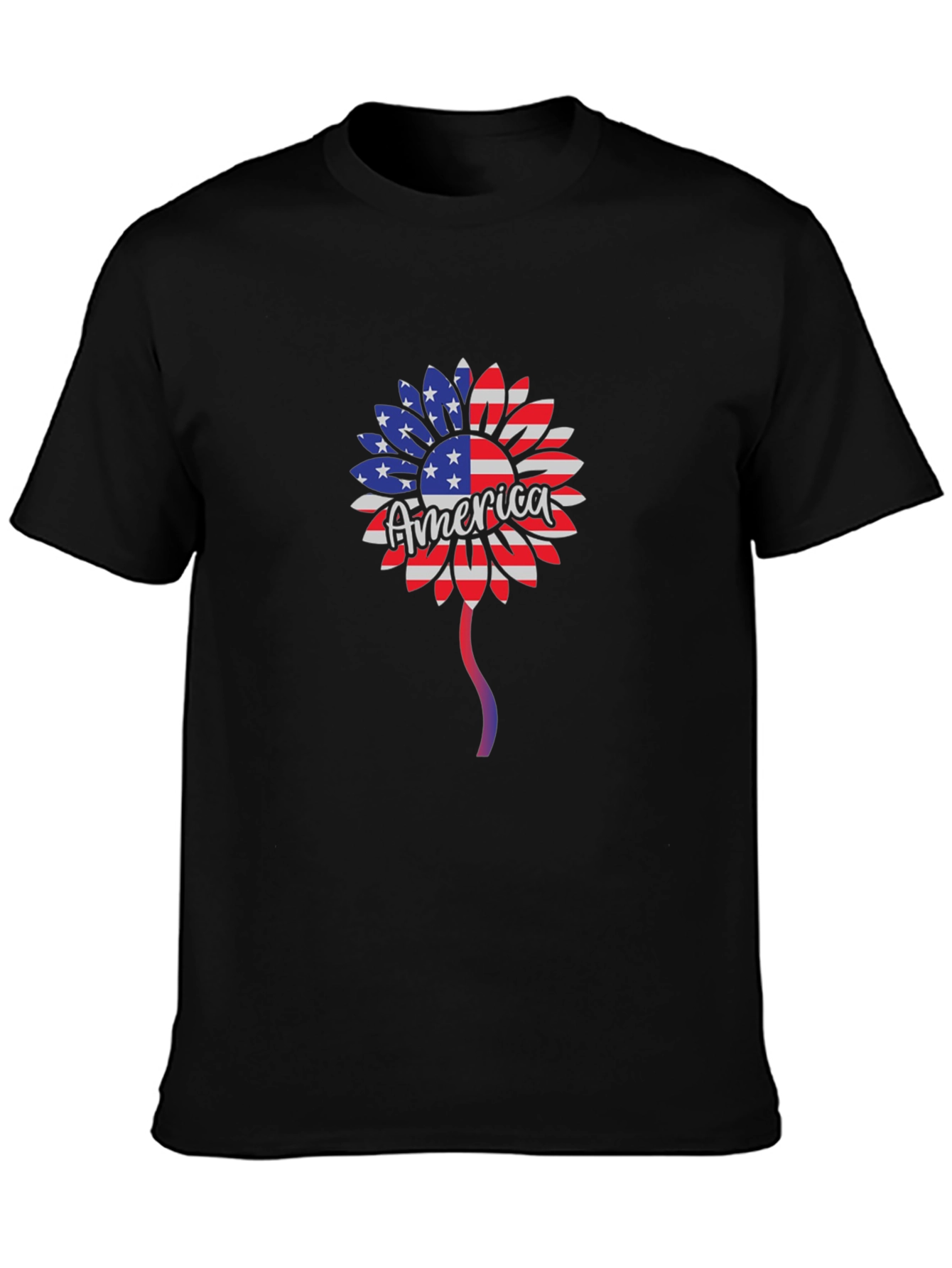 American Flag Sunflower Patriotic T-Shirt