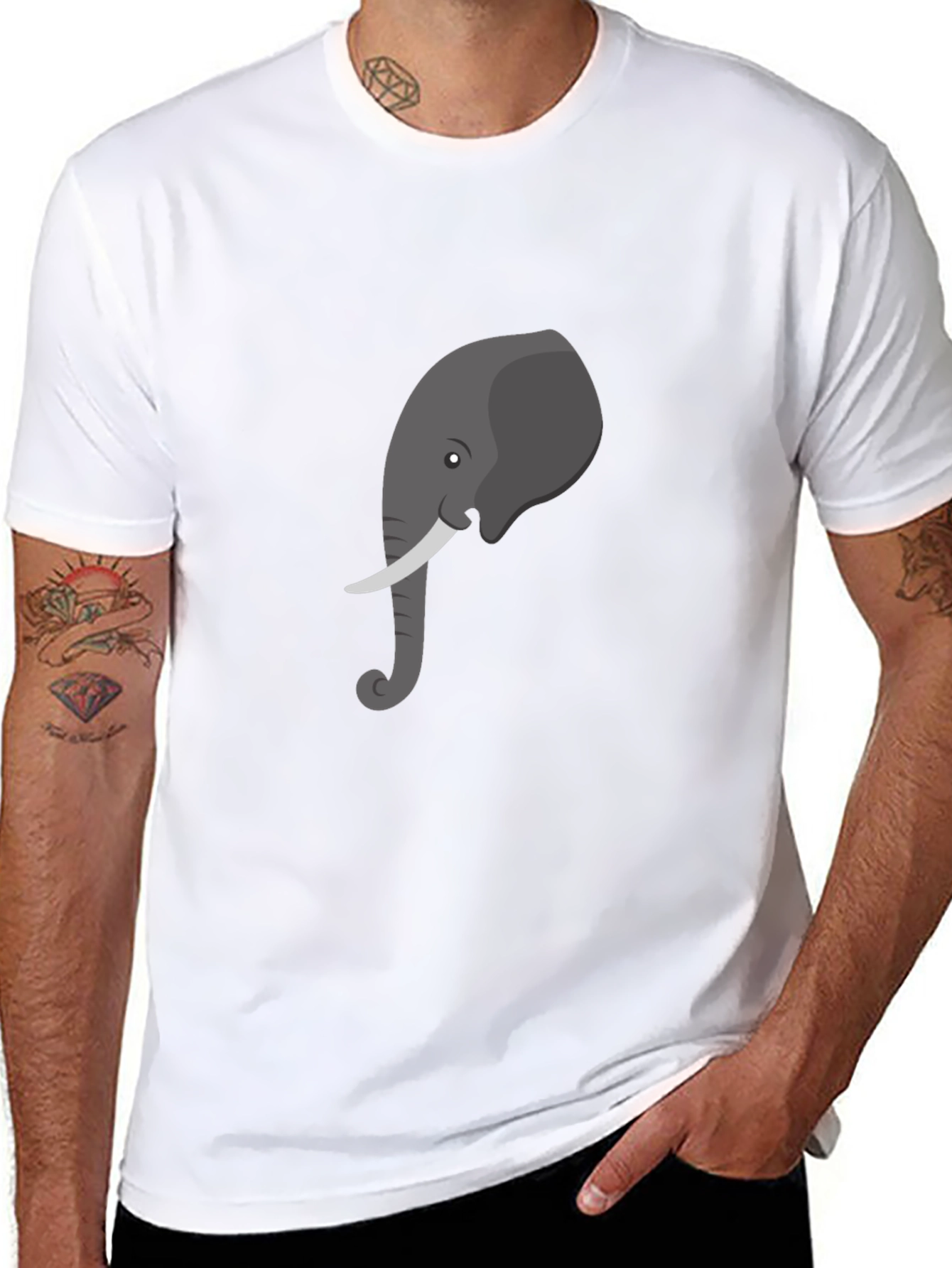 Elephant Graphic Tee - Casual Black T-Shirt