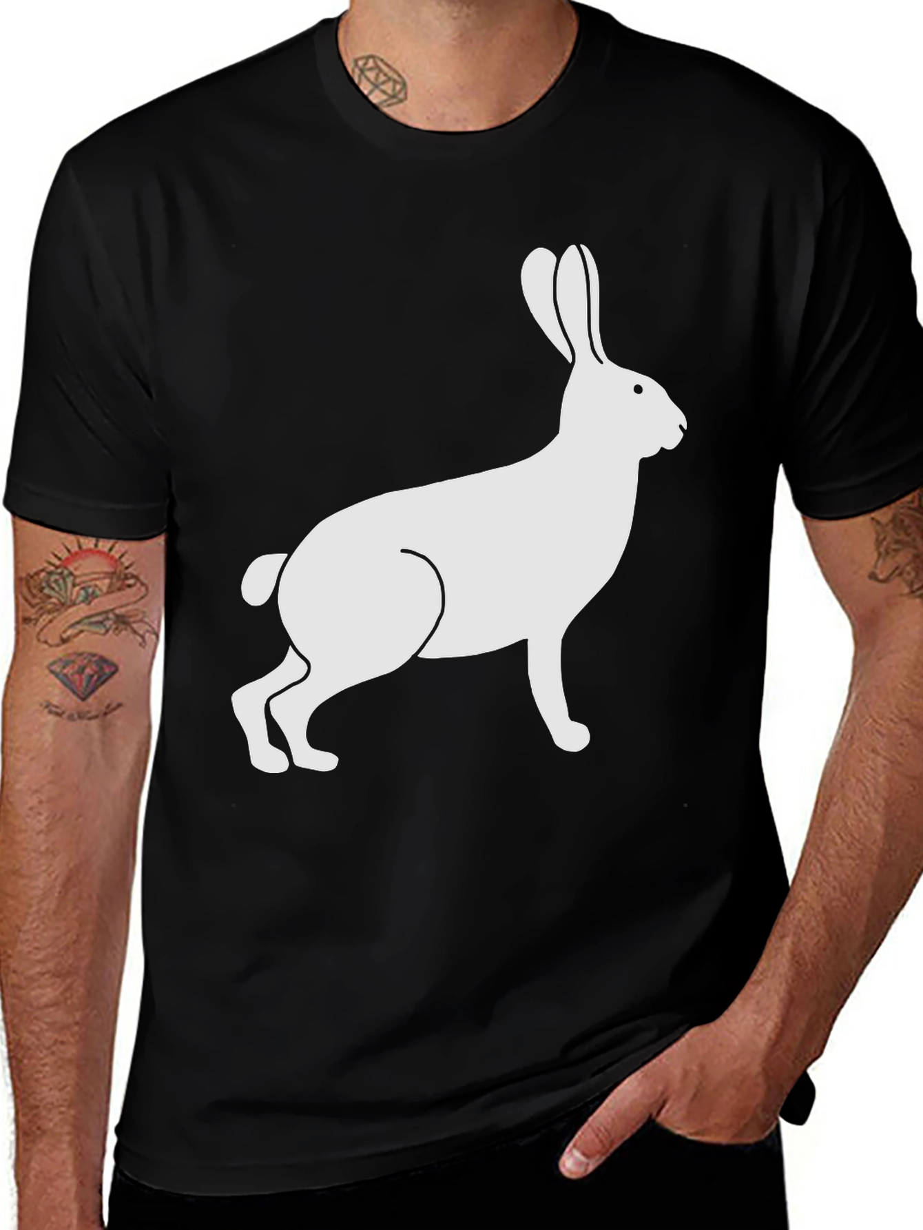 Rabbit Graphic Tee - Black Cotton Blend