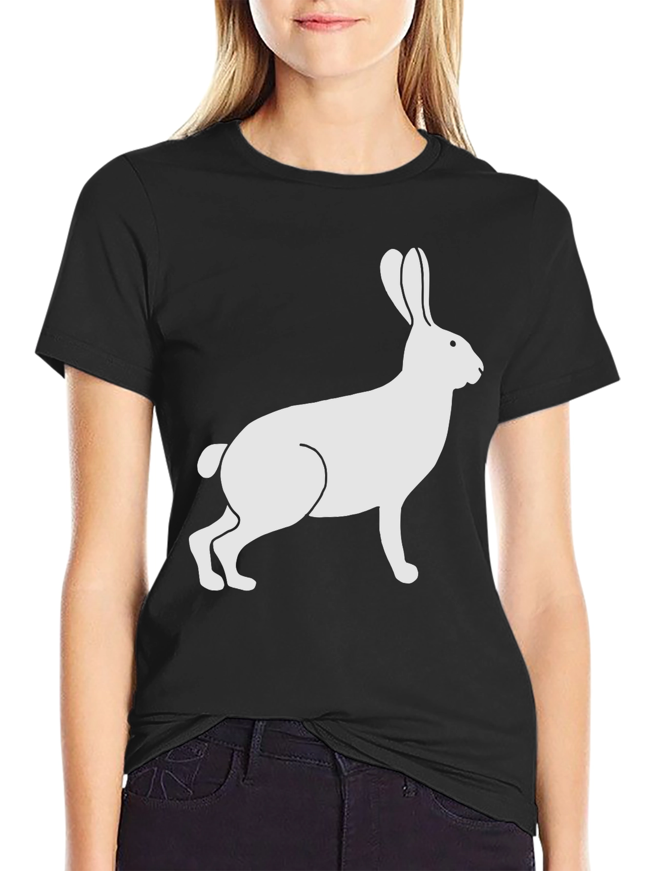 Rabbit Graphic Tee - Black Cotton Blend