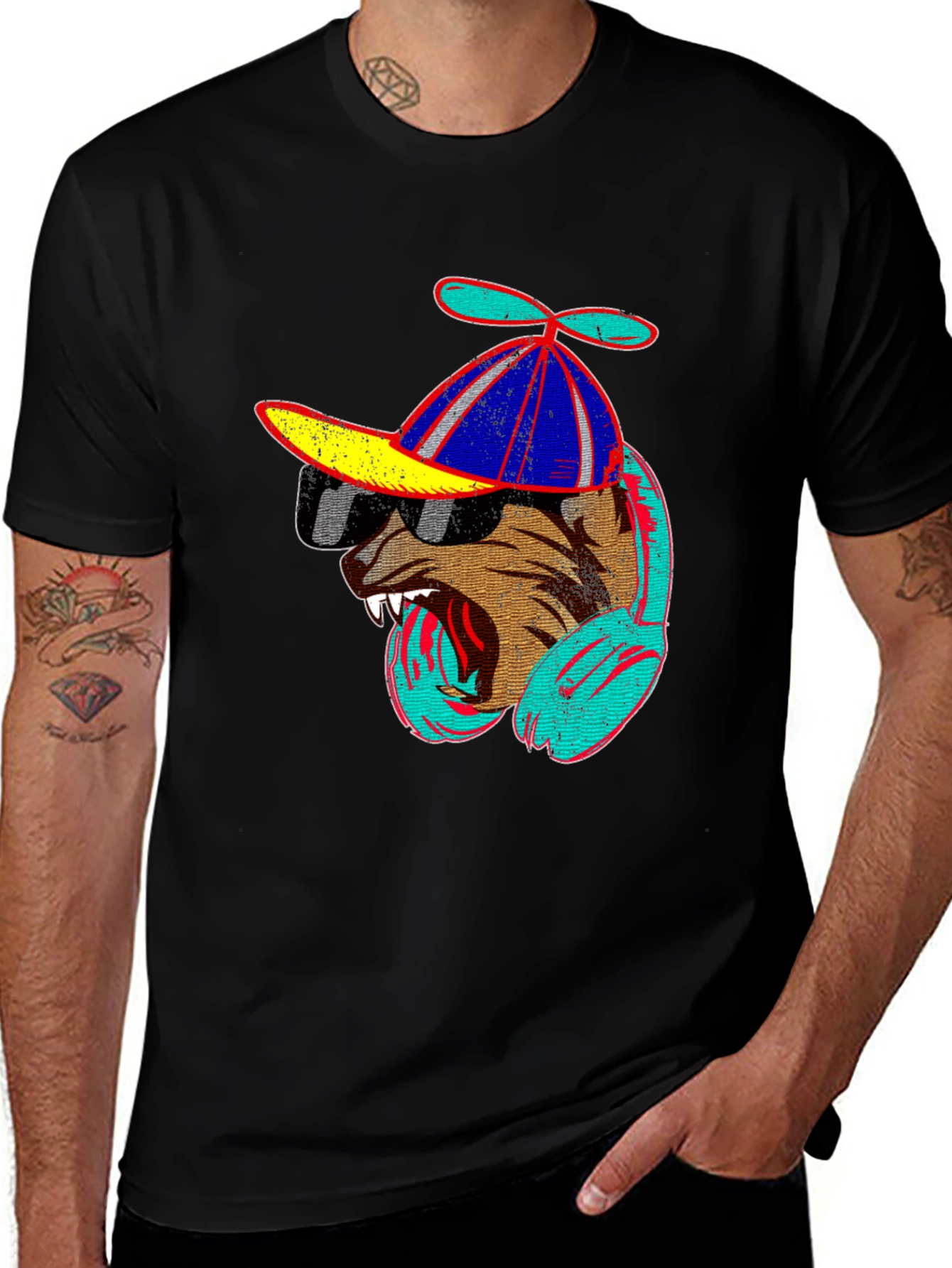 Cool Dog Graphic Tee - Black