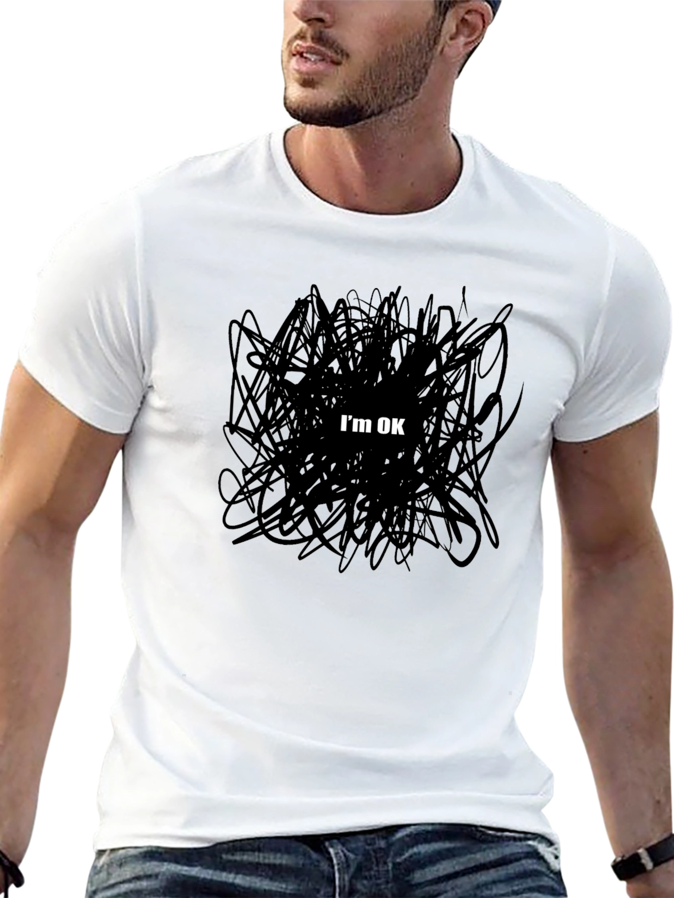 Im OK Scribble Graphic Tee - Mens Black T-Shirt