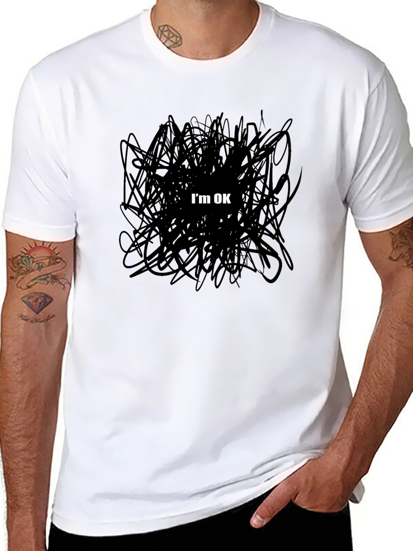 Im OK Scribble Graphic Tee - Mens Black T-Shirt