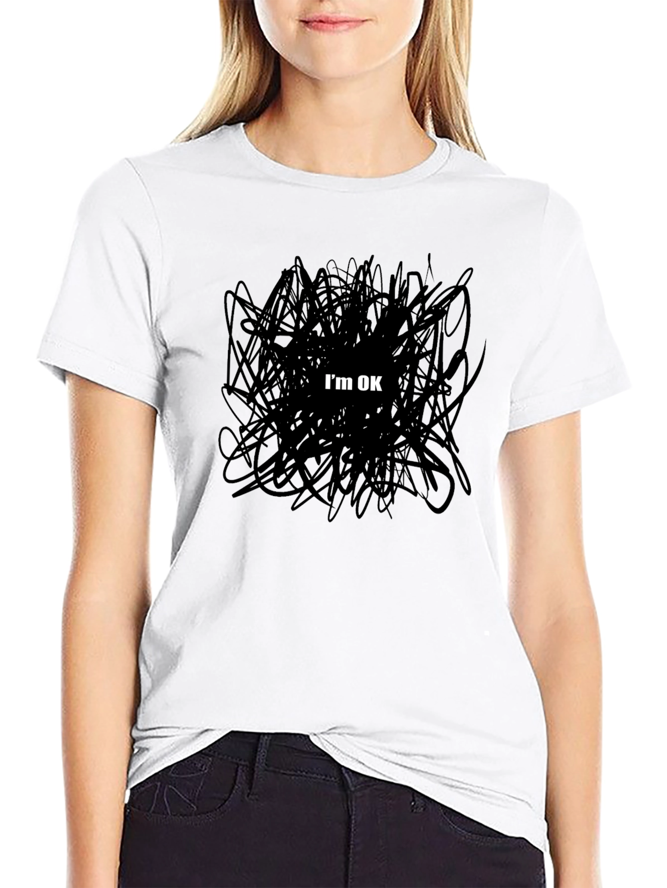 Im OK Scribble Graphic Tee - Mens Black T-Shirt