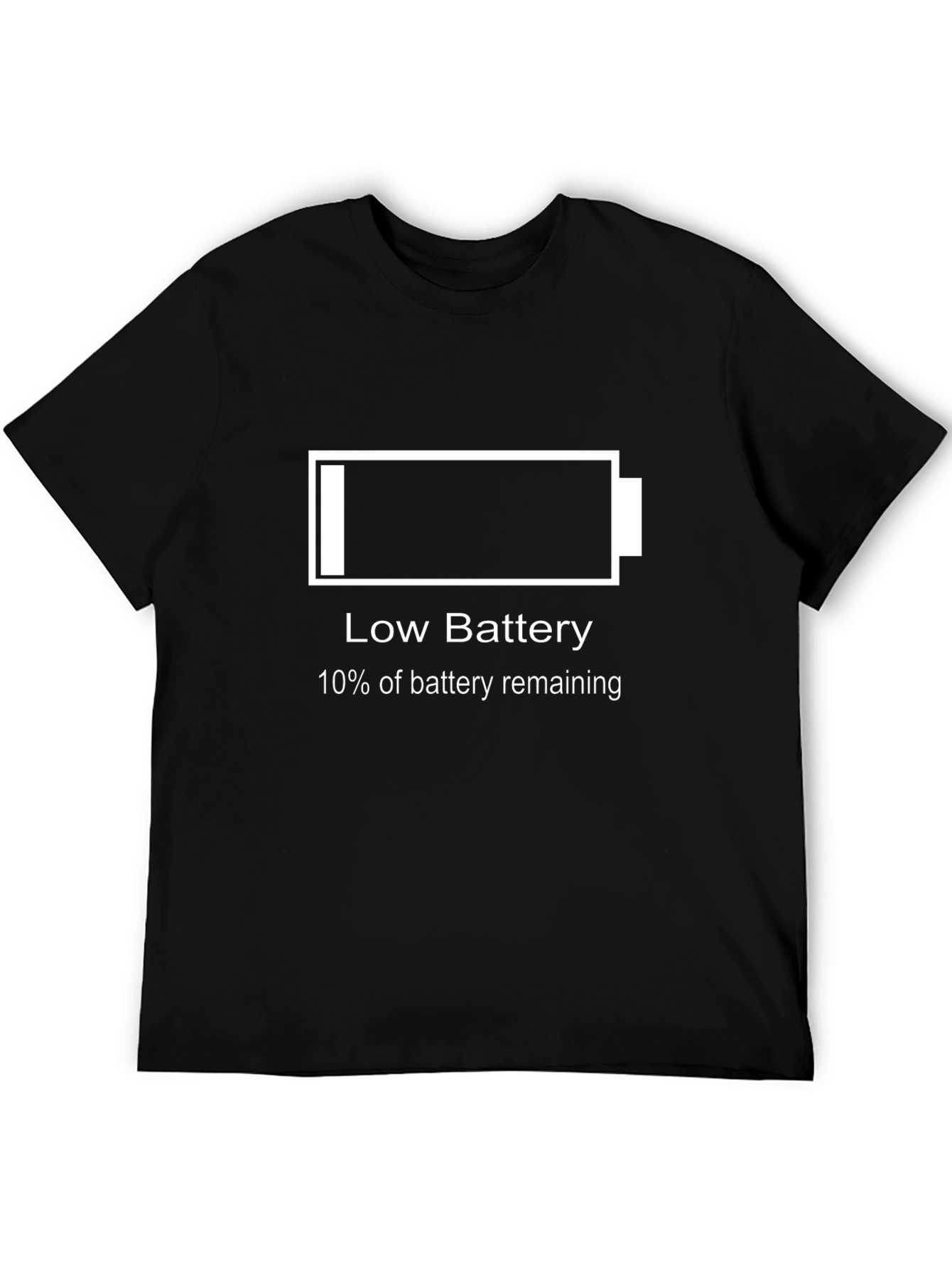 Low Battery Black Graphic T-Shirt - 10% Remaining