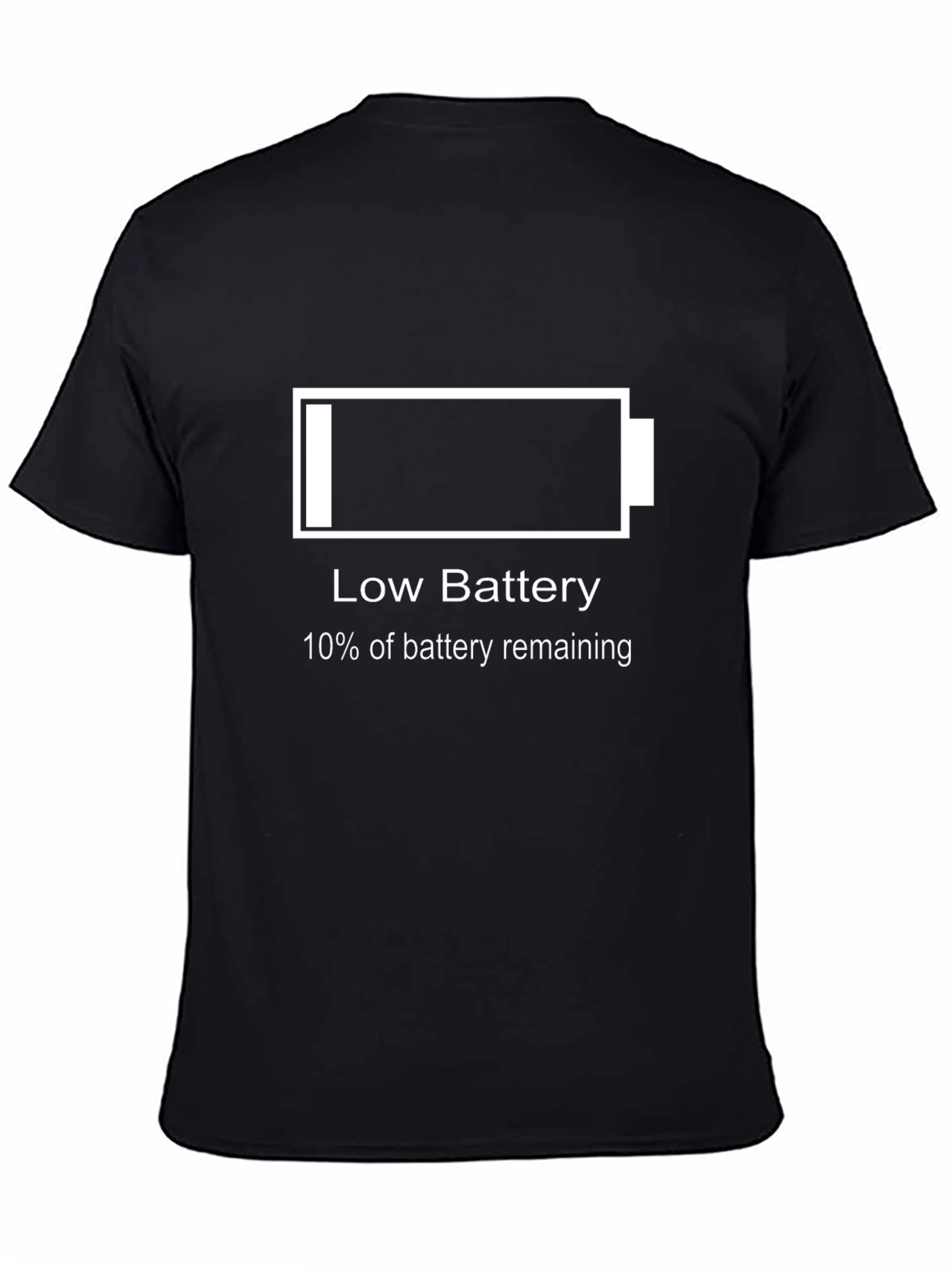 Low Battery Black Graphic T-Shirt - 10% Remaining