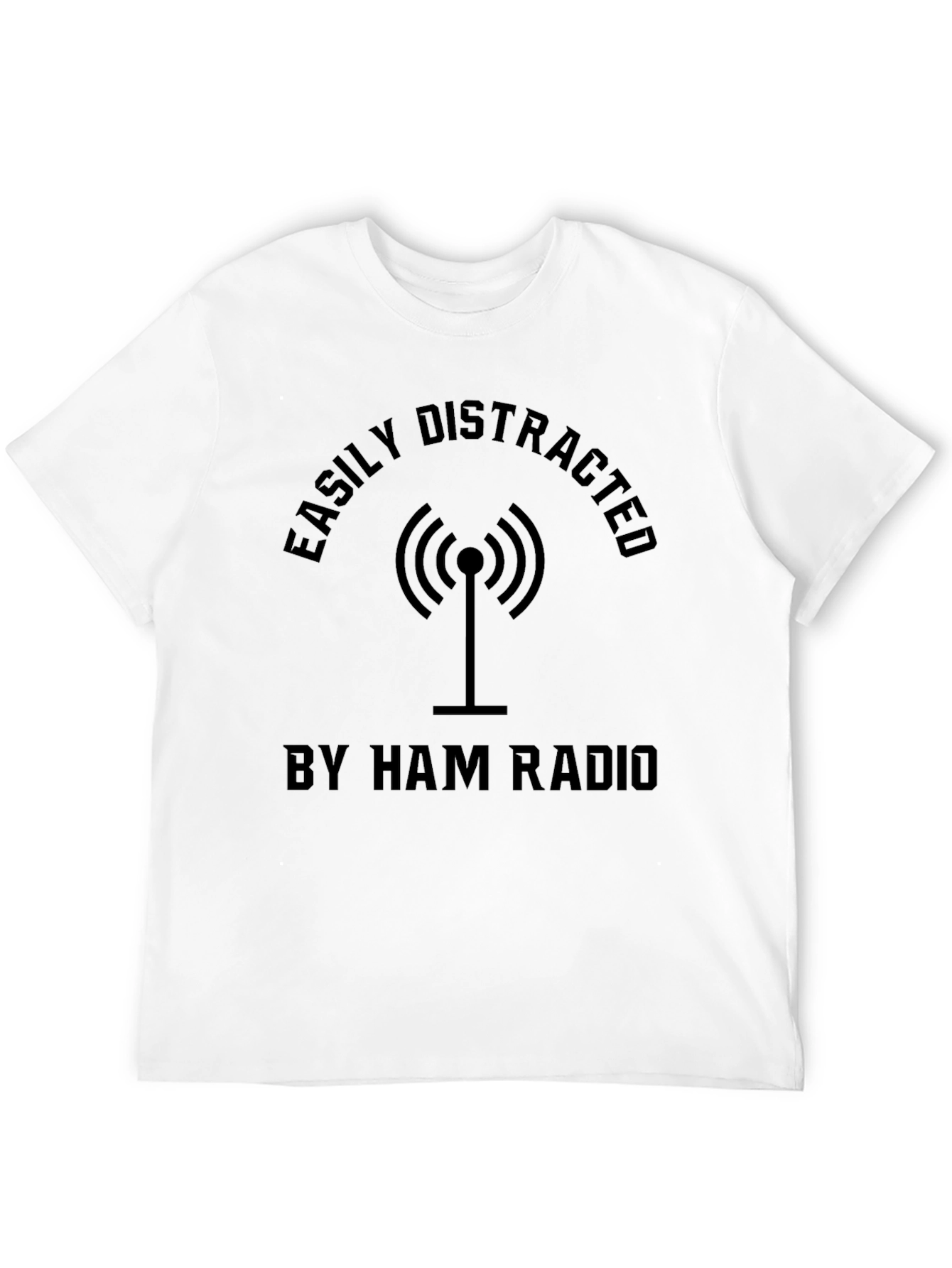 Easily Distracted by Ham Radio Black T-Shirt