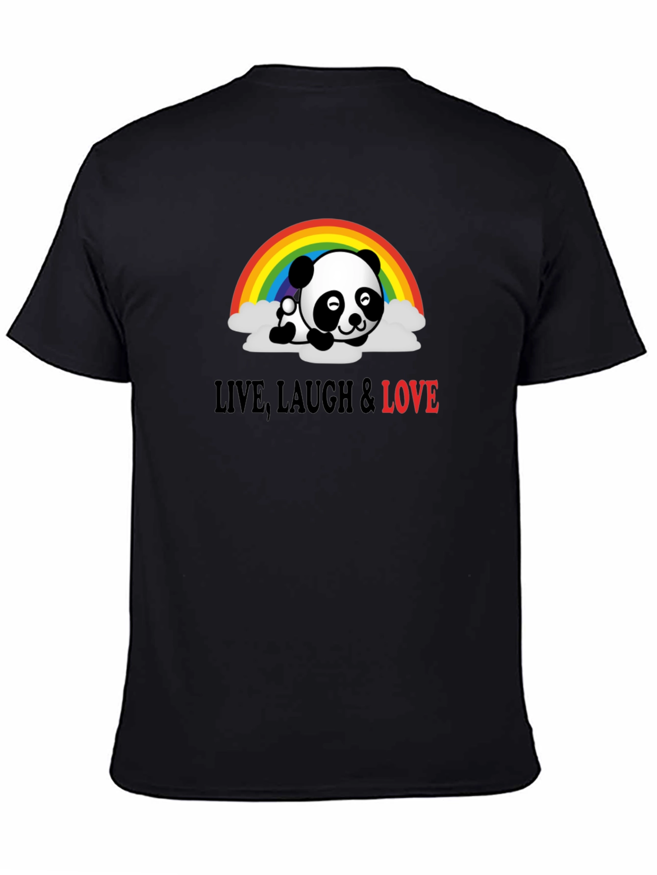 Panda Rainbow Graphic Tee - Live Laugh Love Shirt