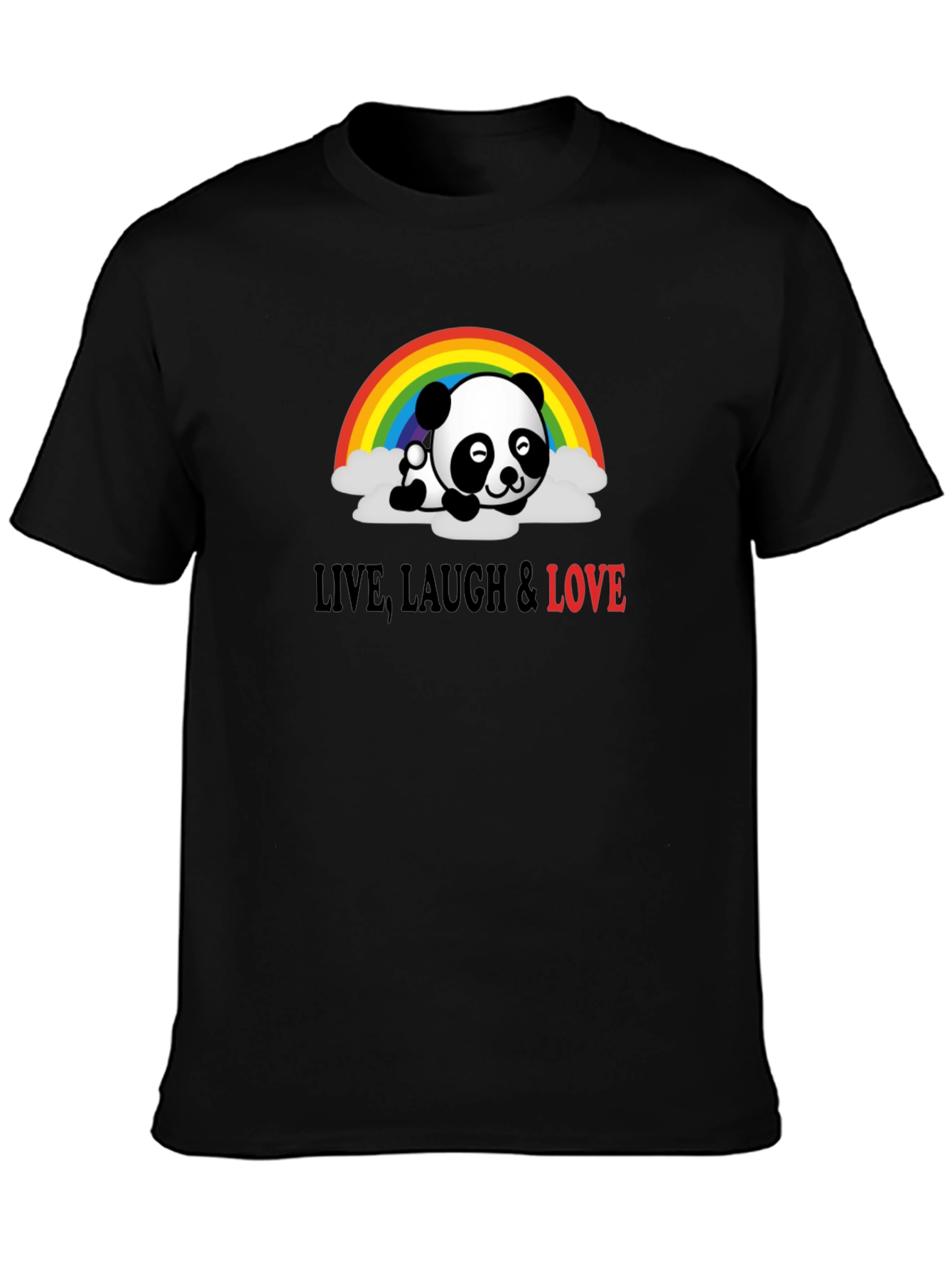 Panda Rainbow Graphic Tee - Live Laugh Love Shirt