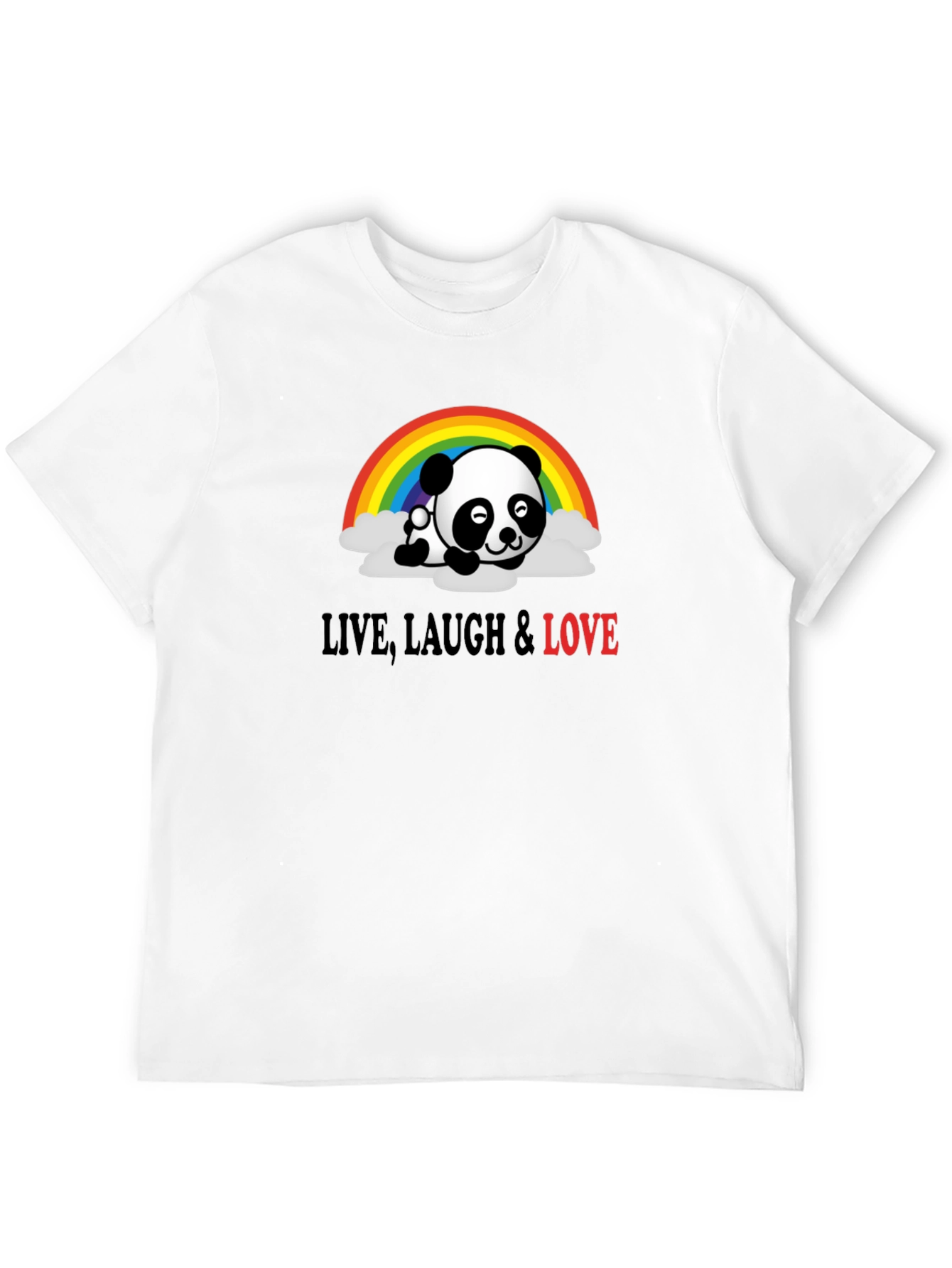 Panda Rainbow Graphic Tee - Live Laugh Love Shirt