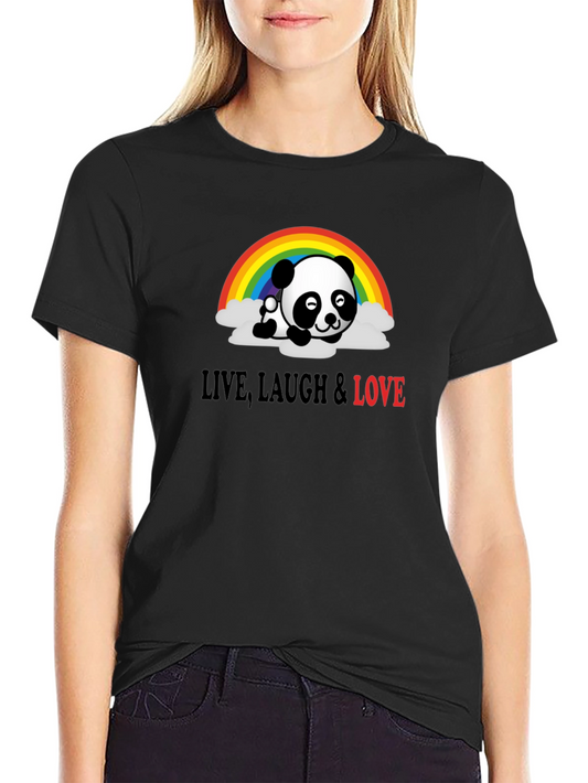 Panda Rainbow Graphic Tee - Live Laugh Love Shirt