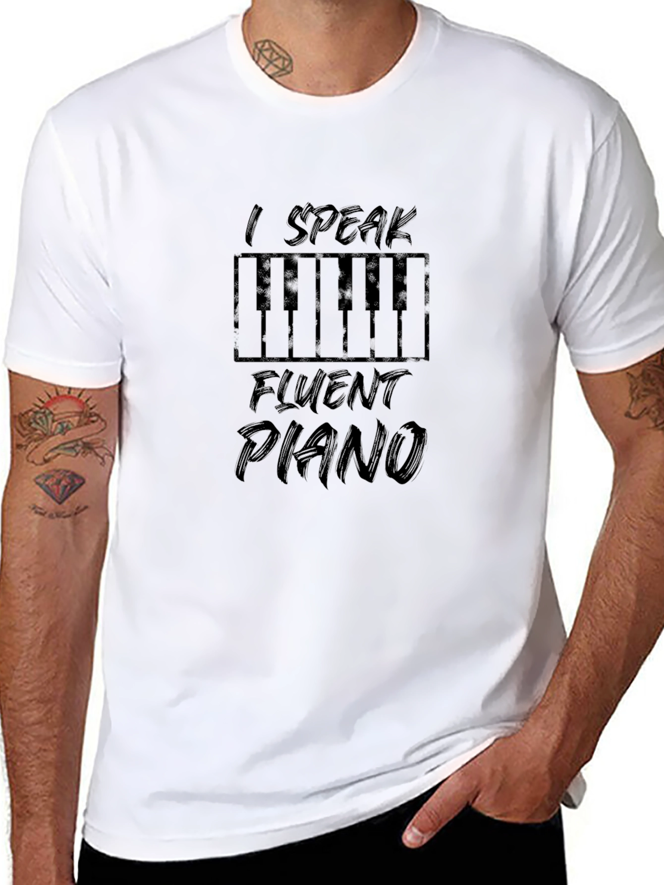 I Speak Fluent Piano Black Graphic Tee