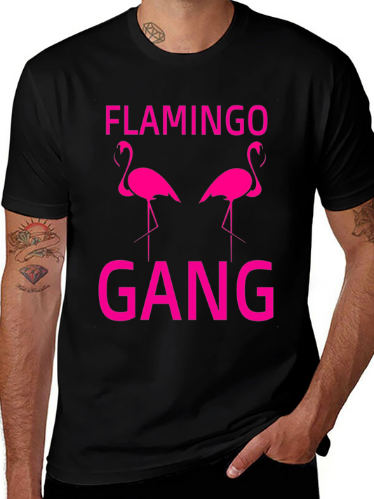 Flamingo Gang Graphic T-Shirt - Black