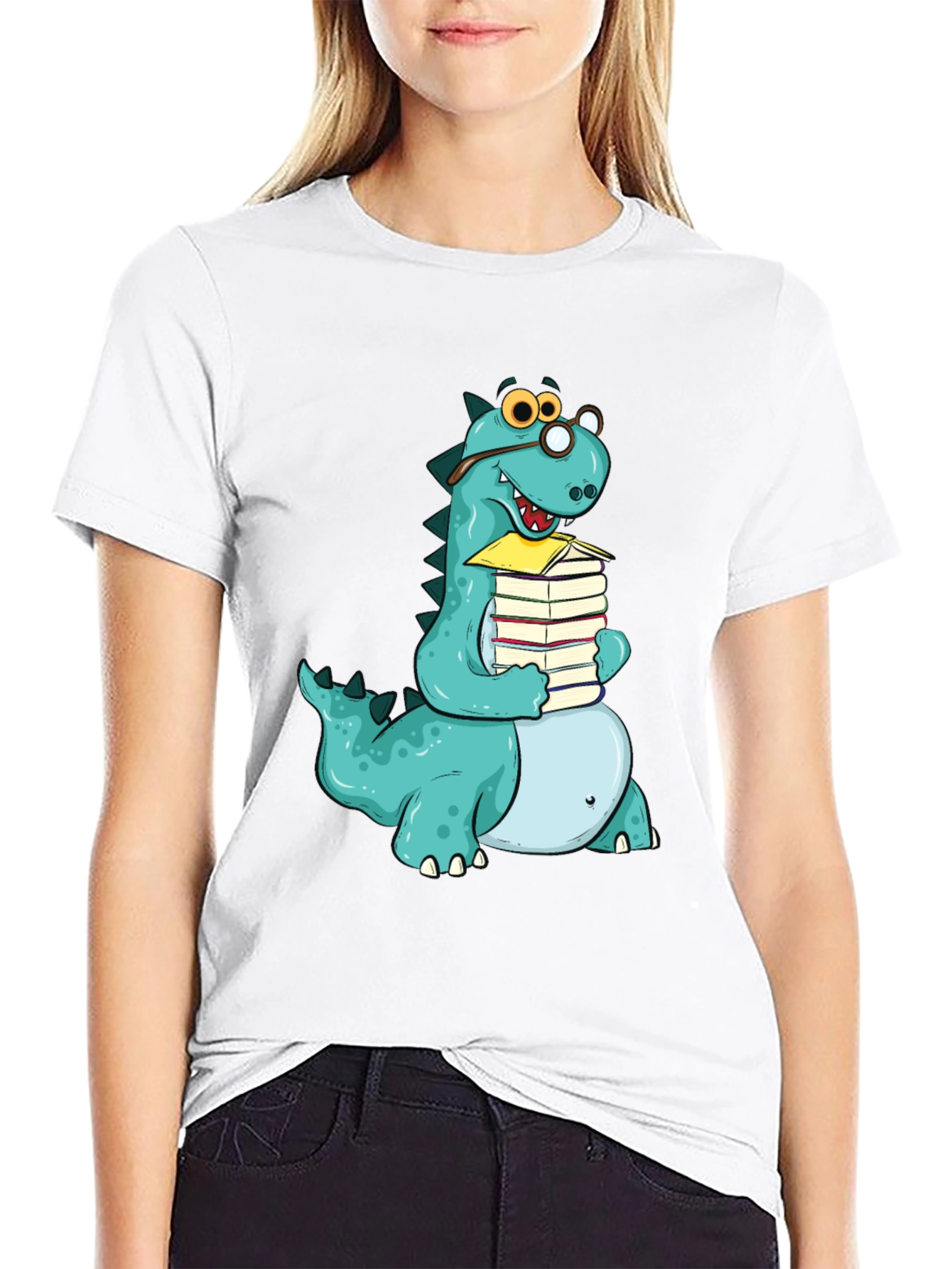 Dino Bookworm T-Shirt - Novelty Apparel