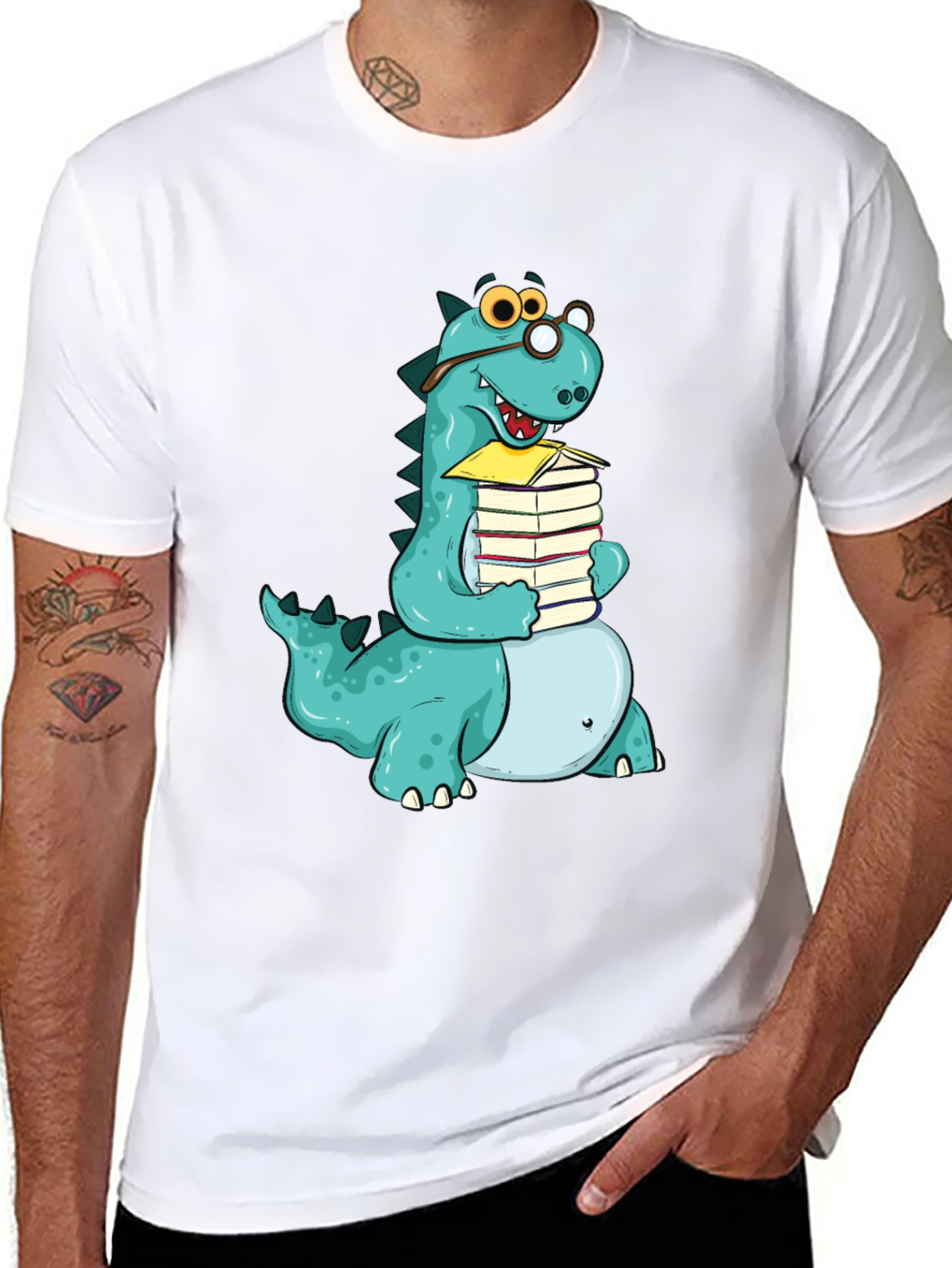 Dino Bookworm T-Shirt - Novelty Apparel