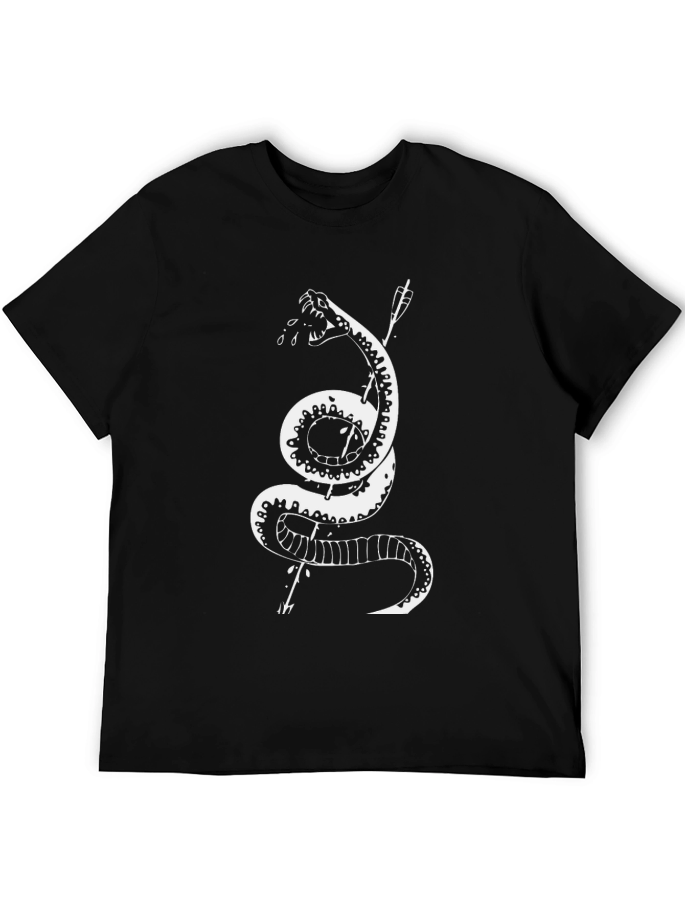 Black T-Shirt with Snake and Arrow Graphic
