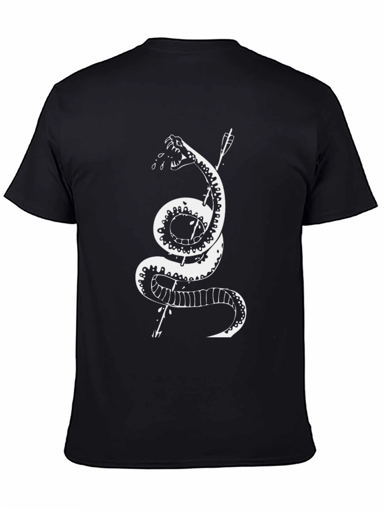 Black T-Shirt with Snake and Arrow Graphic