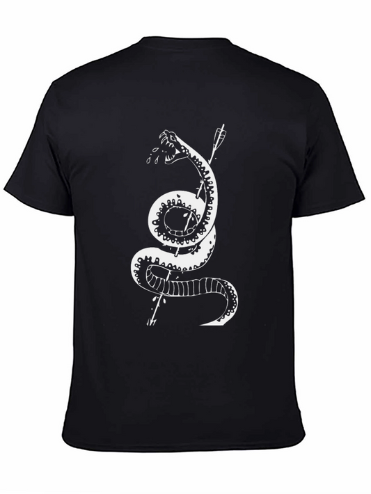 Black T-Shirt with Snake and Arrow Graphic
