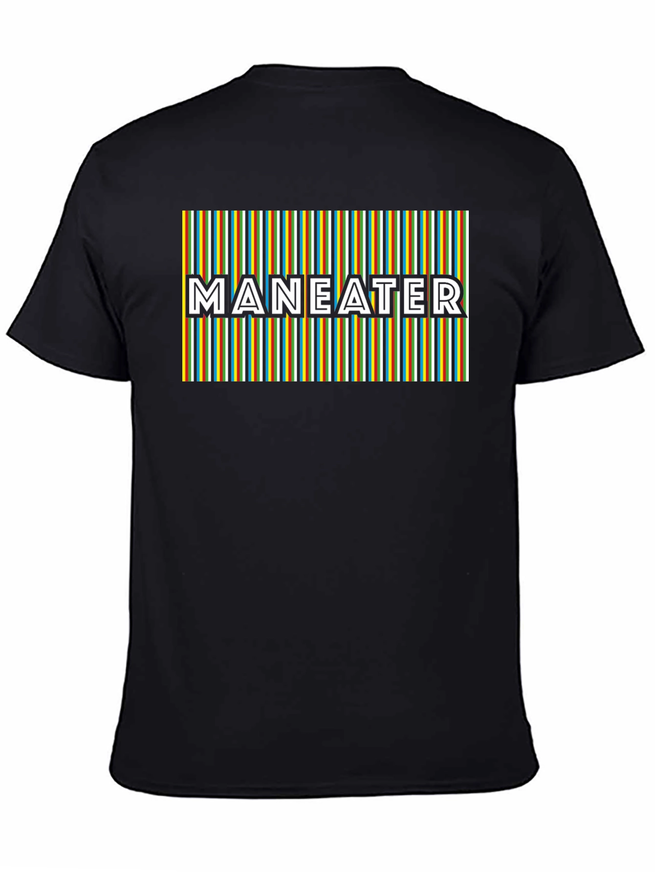 Maneater Striped Graphic Black T-Shirt