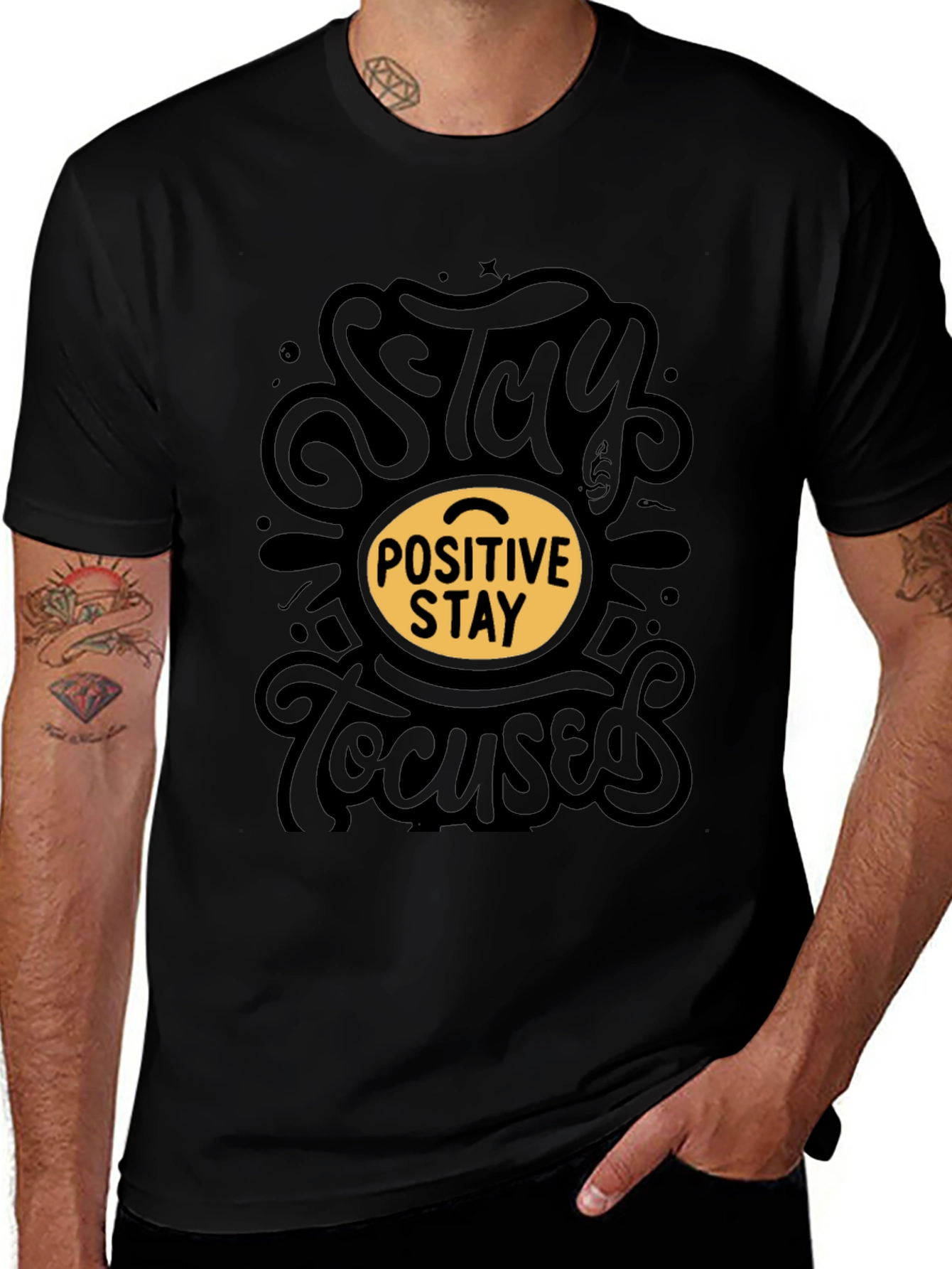 Stay Positive Stay Focused Black T-Shirt