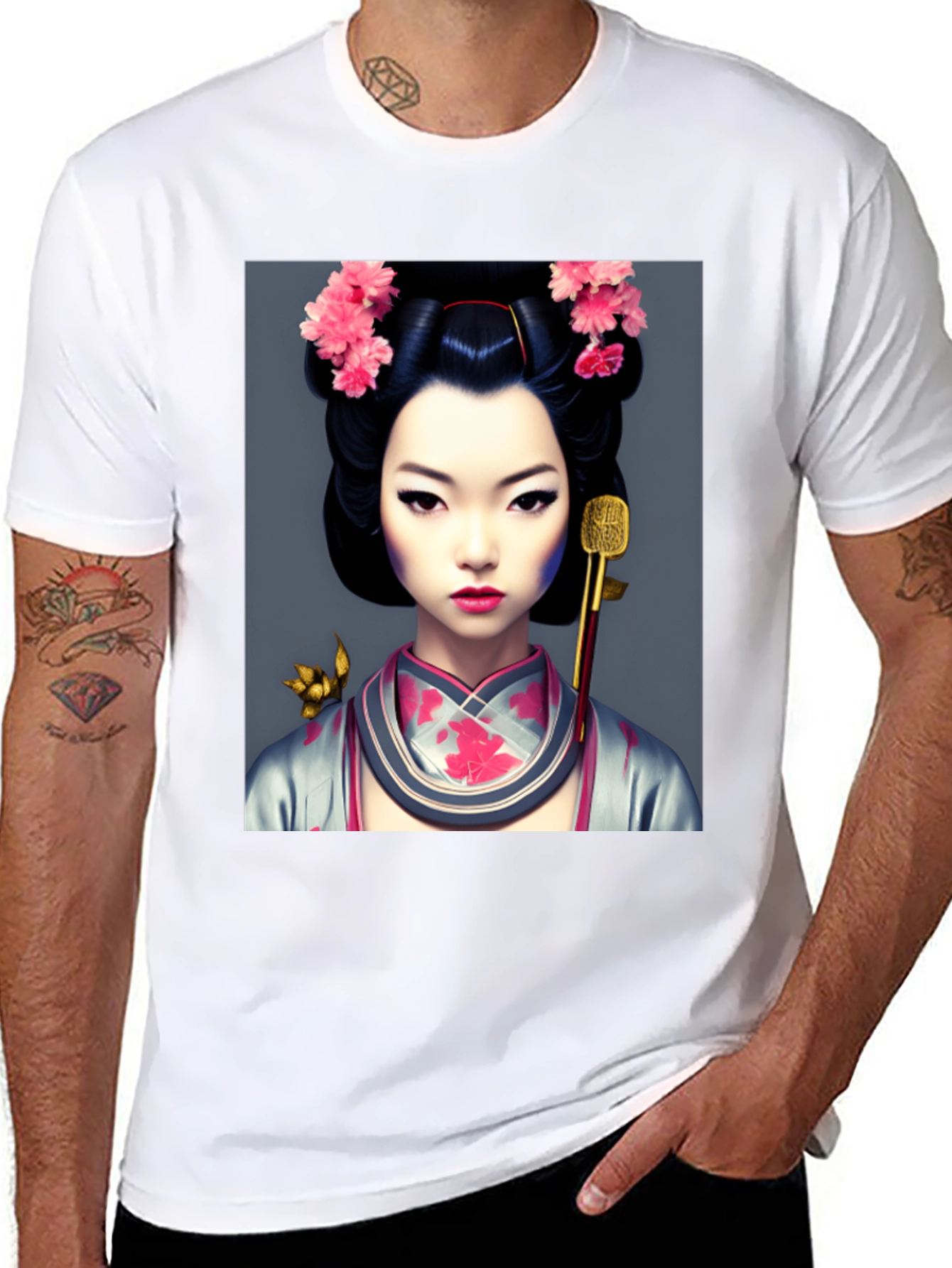 Geisha Art Black T-Shirt