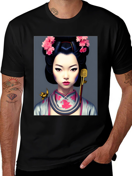 Geisha Art Black T-Shirt