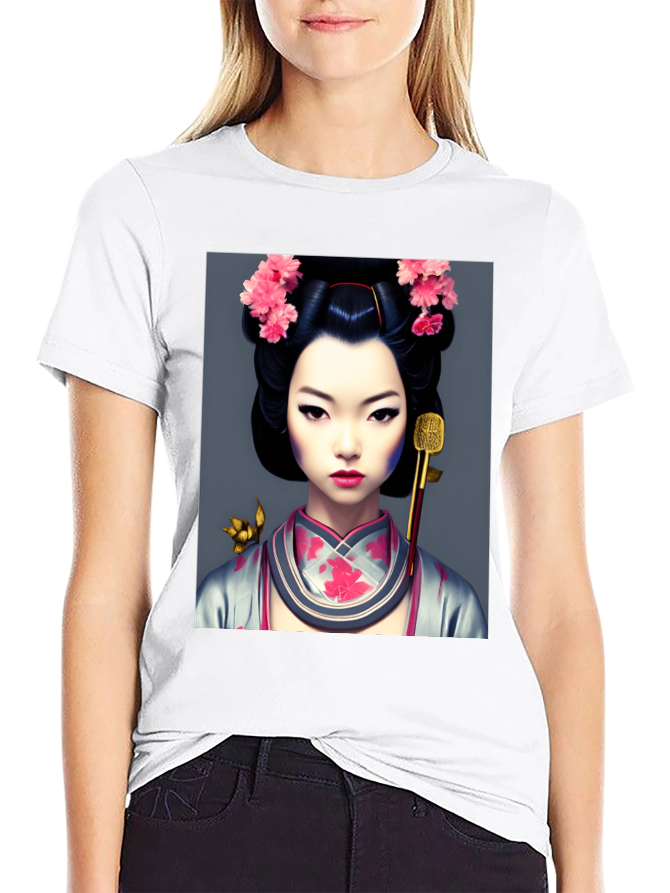 Geisha Art Black T-Shirt